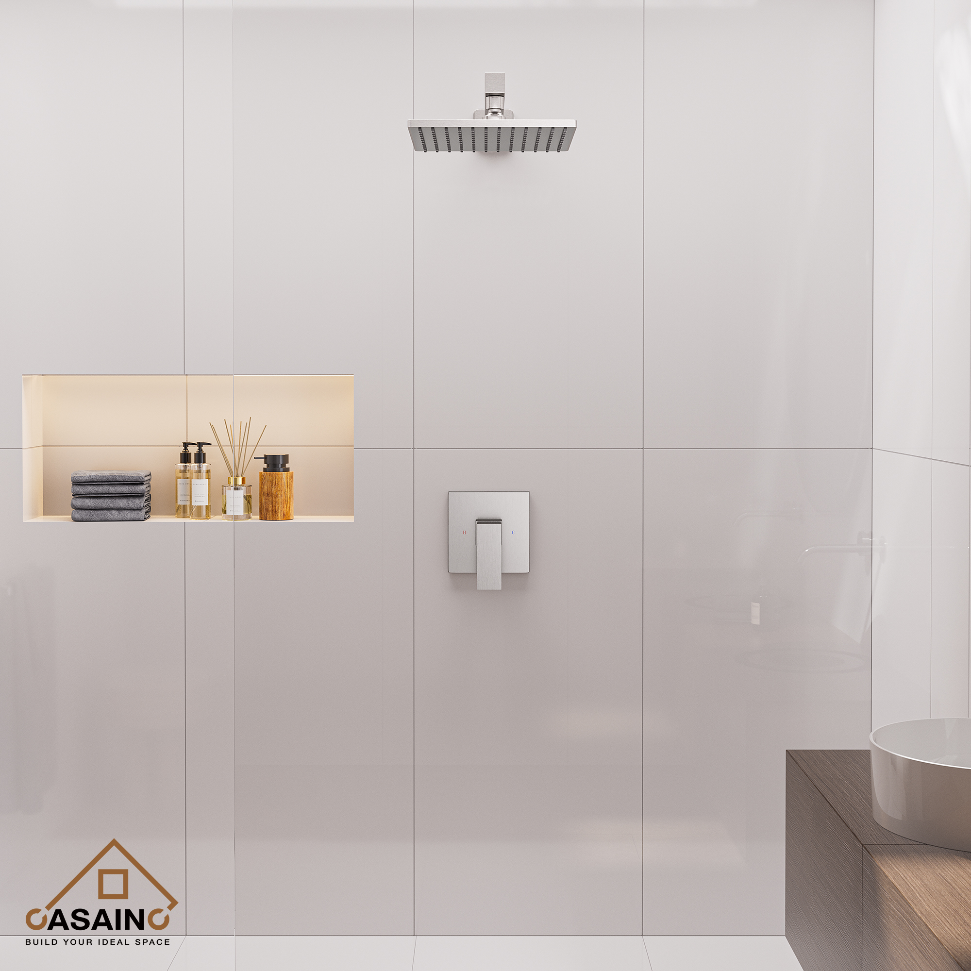 9" Wall Mount Rain Shower Head System Single Faucet (Valve Included)