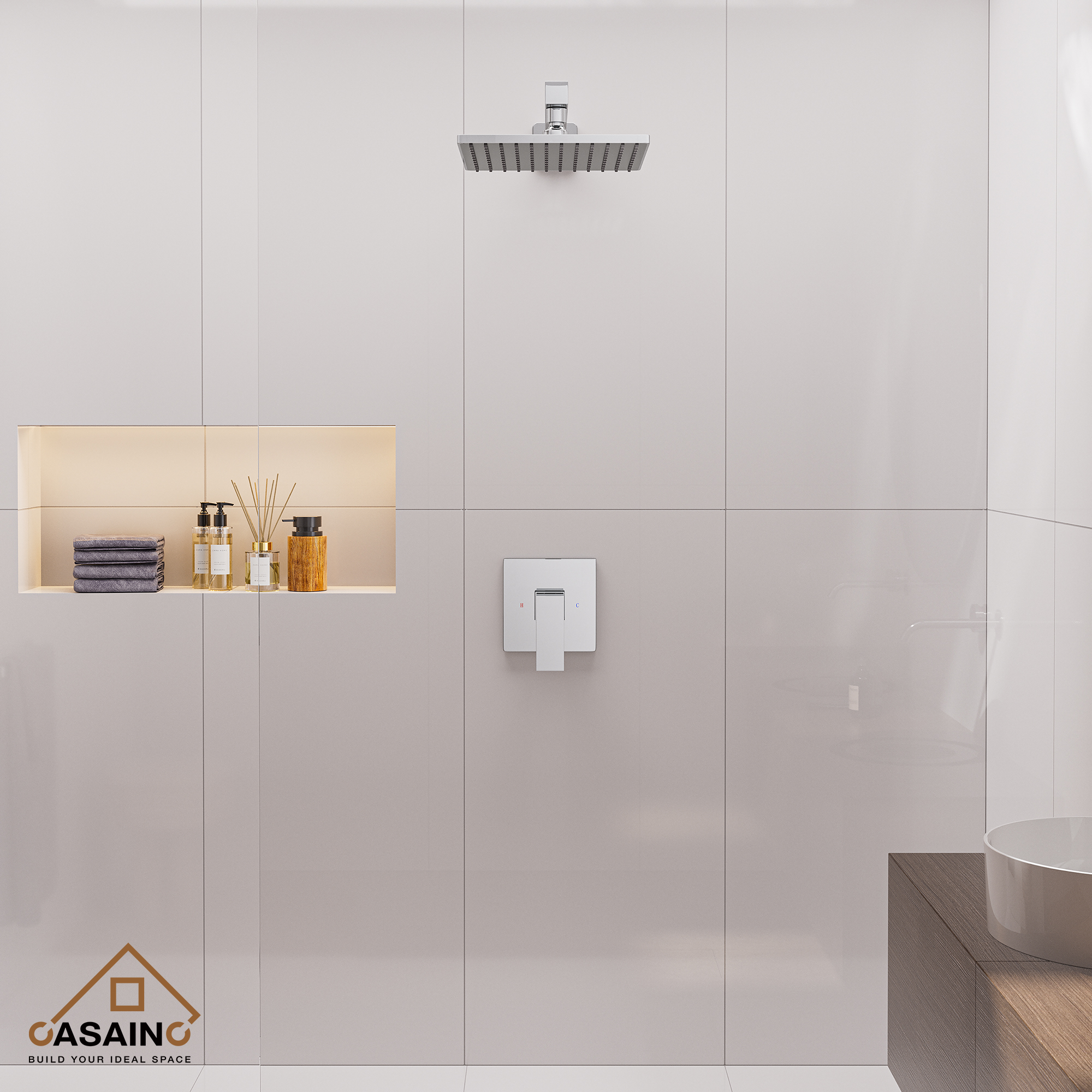 9" Wall Mount Rain Shower Head System Single Faucet (Valve Included)