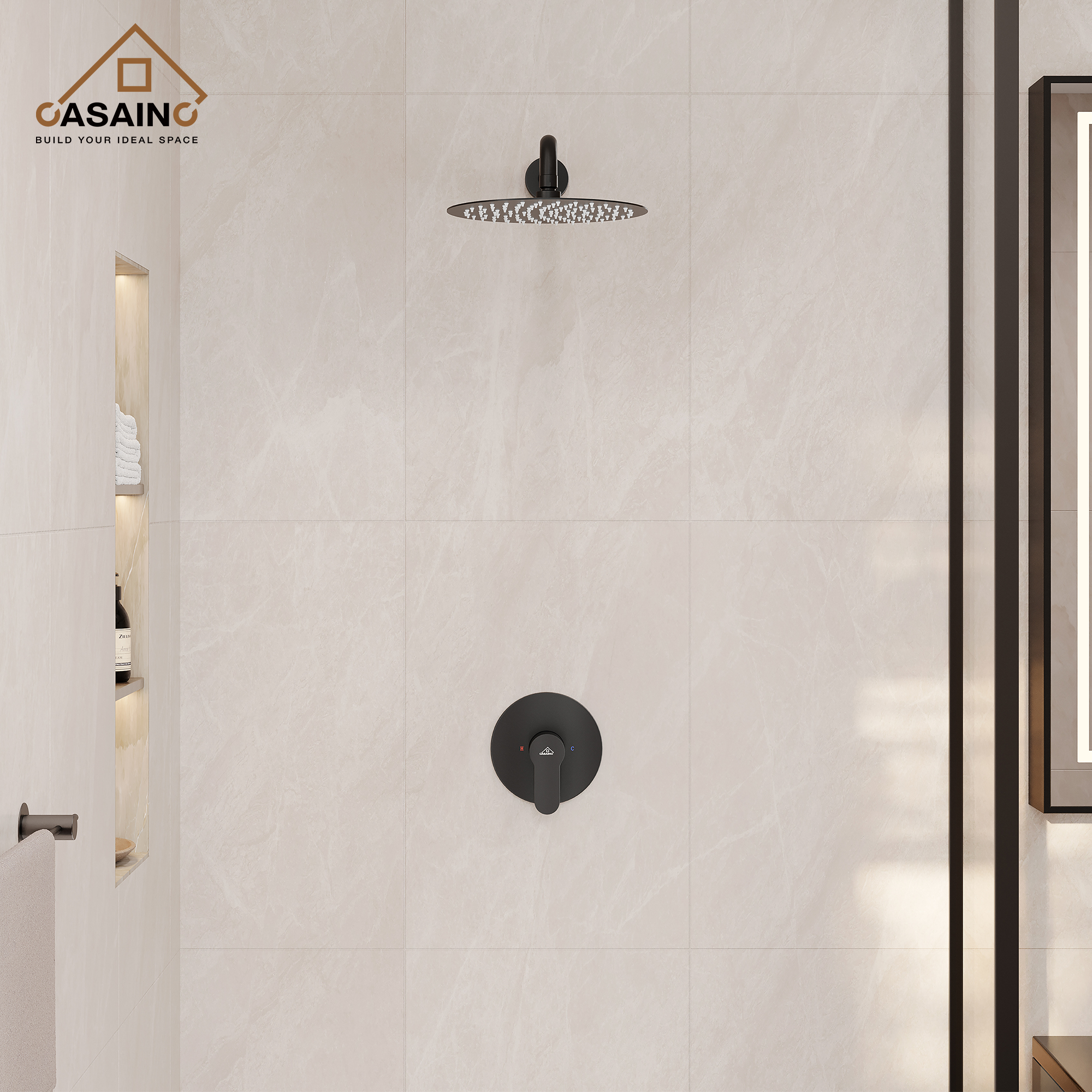 10" Wall Mount Round Shower Faucet Rain Shower System (Valve Included)