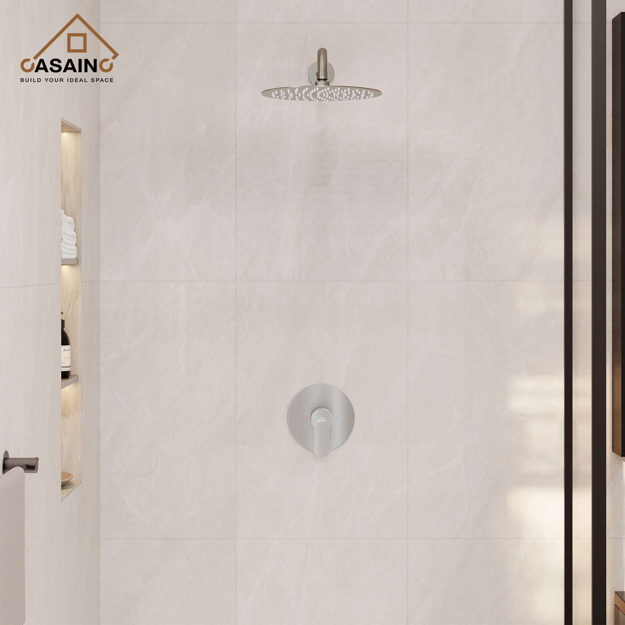 10" Wall Mount Round Shower Faucet Rain Shower System (Valve Included)