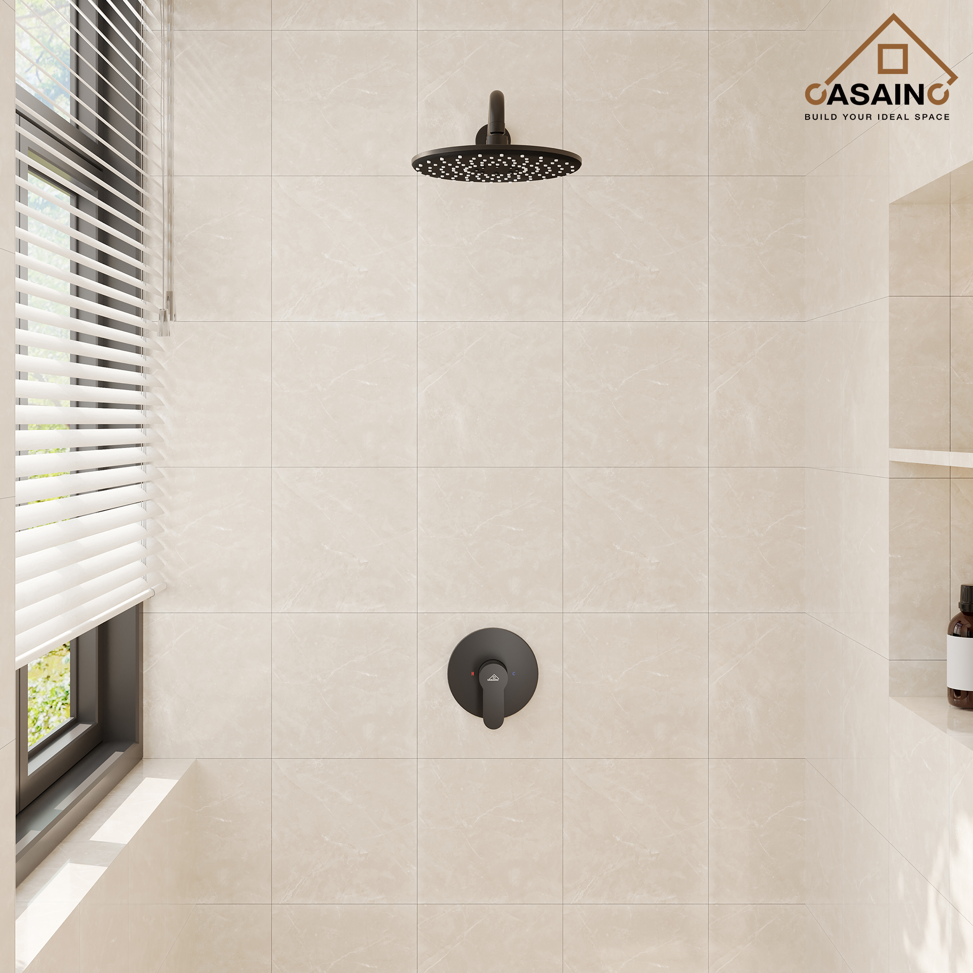 10" Round Shower Faucet in Matte Black with Pressure Balanced Valve