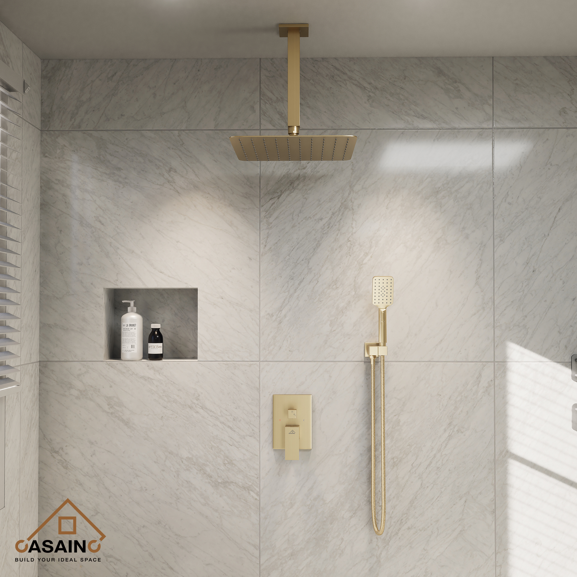 10" Brushed Gold Shower System Wall/Ceiling Mount Rain Shower System
