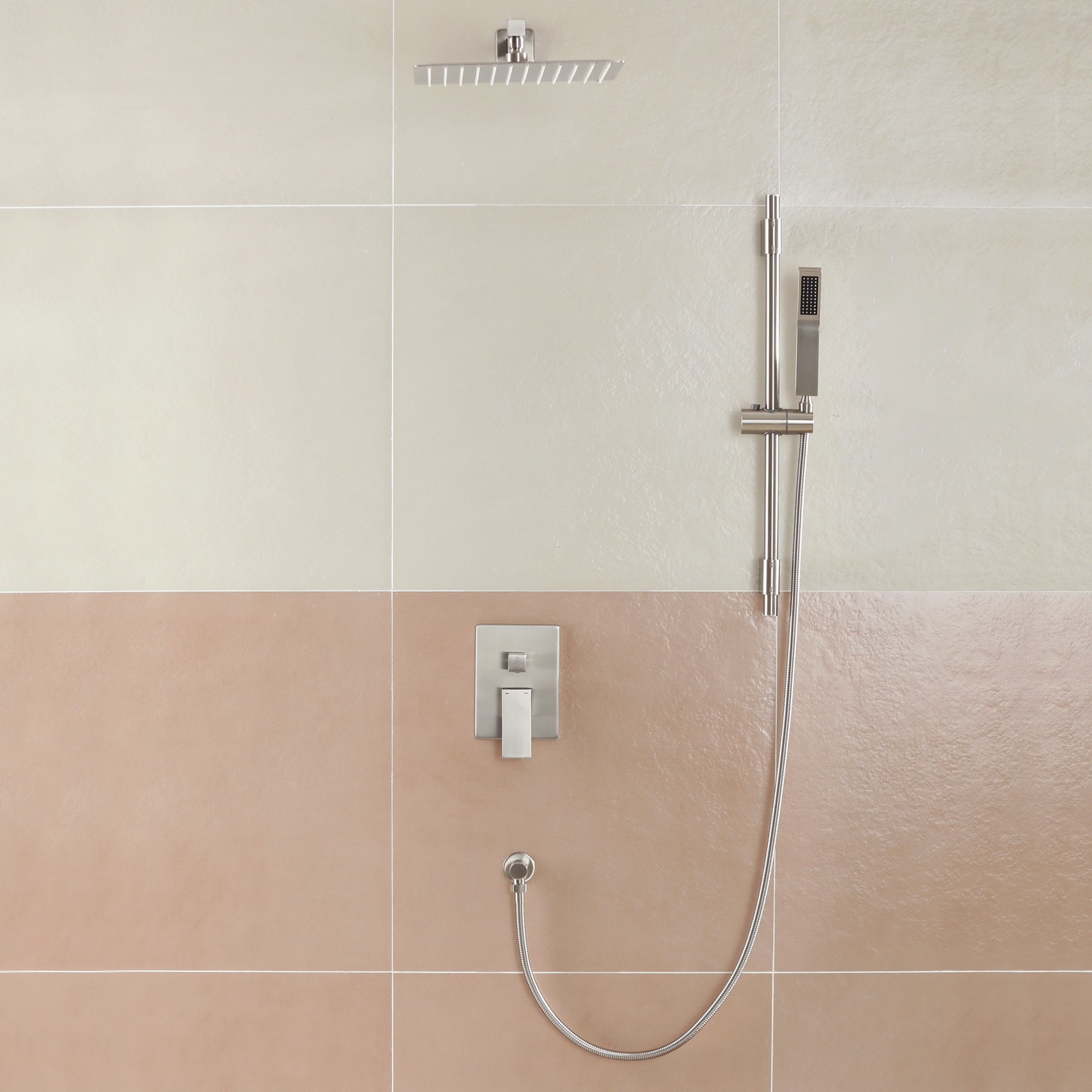 12" Wall Mount Pressure Balanced Shower System with Slide Bar