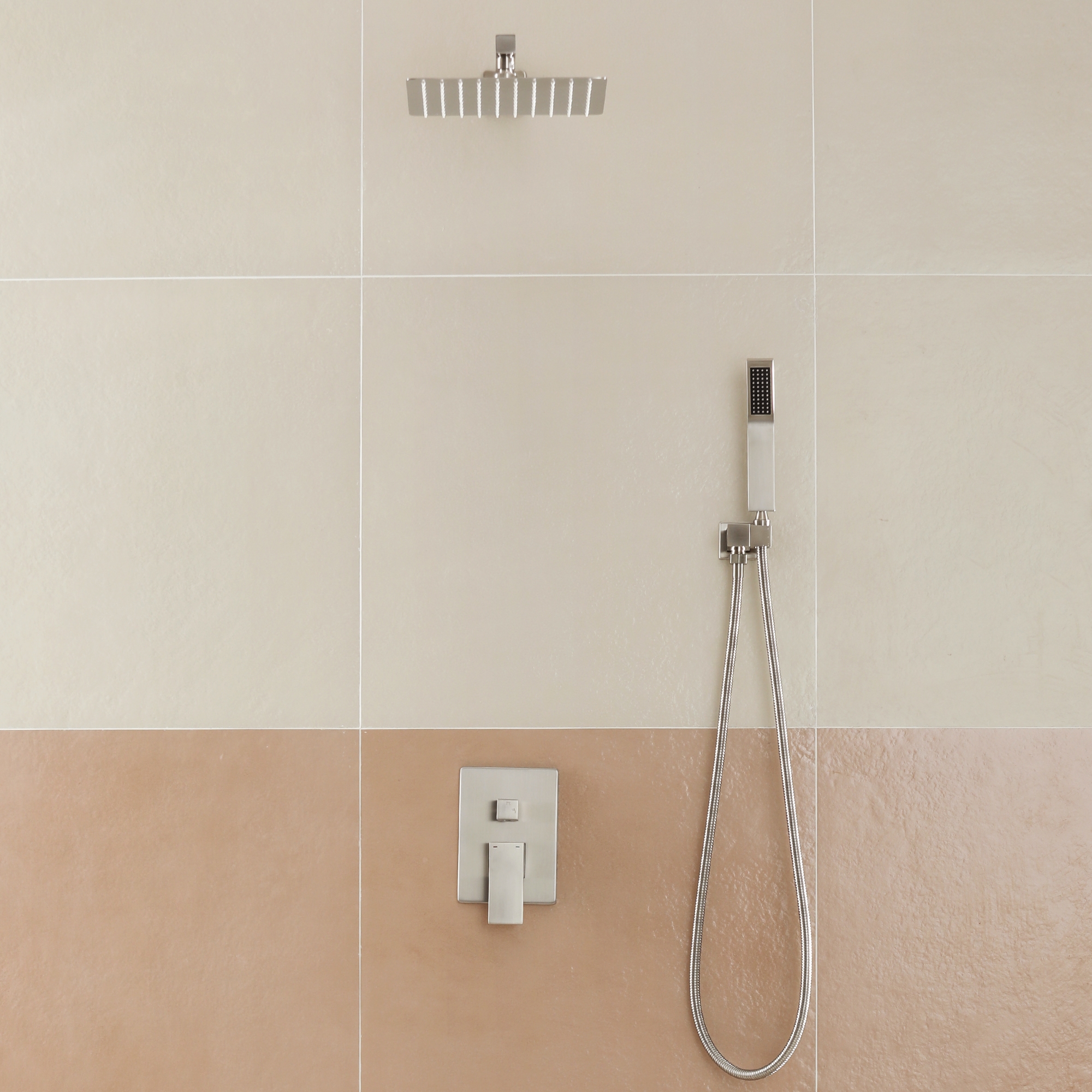 10in/12in Wall-Mount Rain Shower System with Handheld Shower