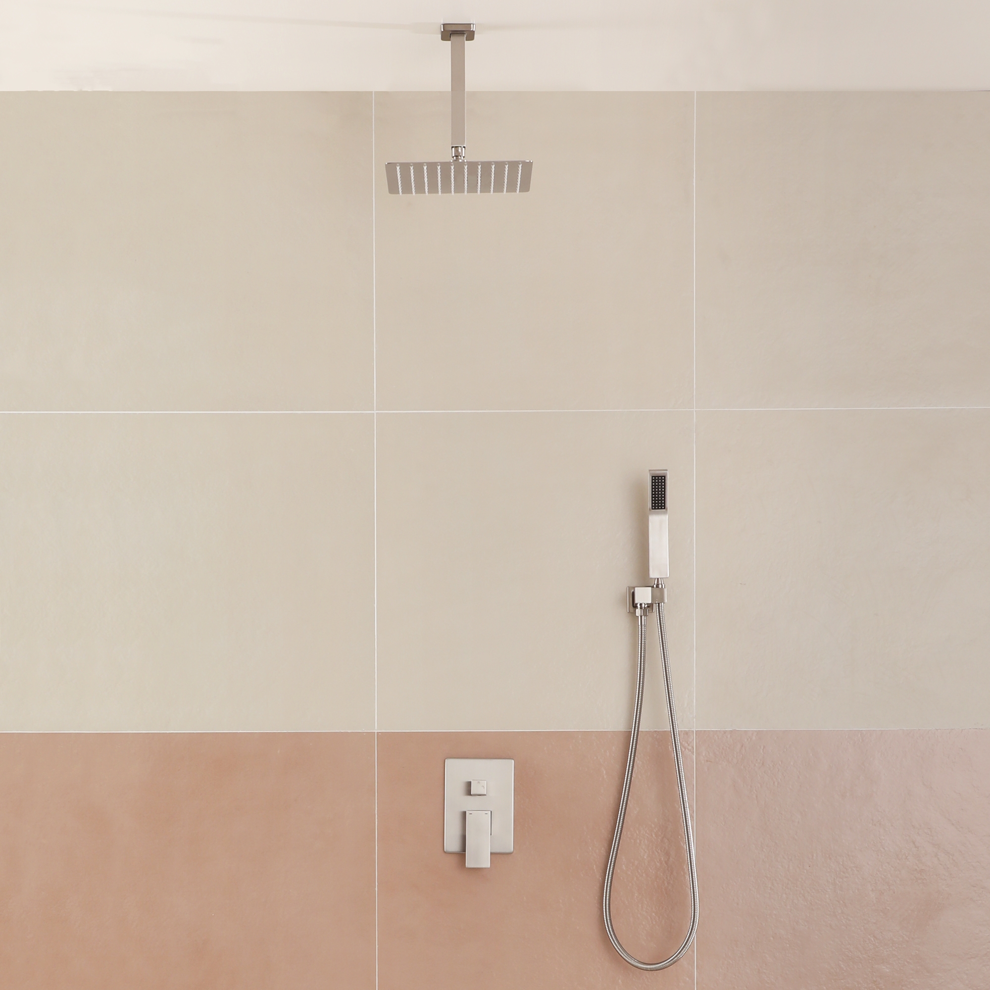 10-inch Ceiling-Mount 2-Function Shower System with Hand Shower