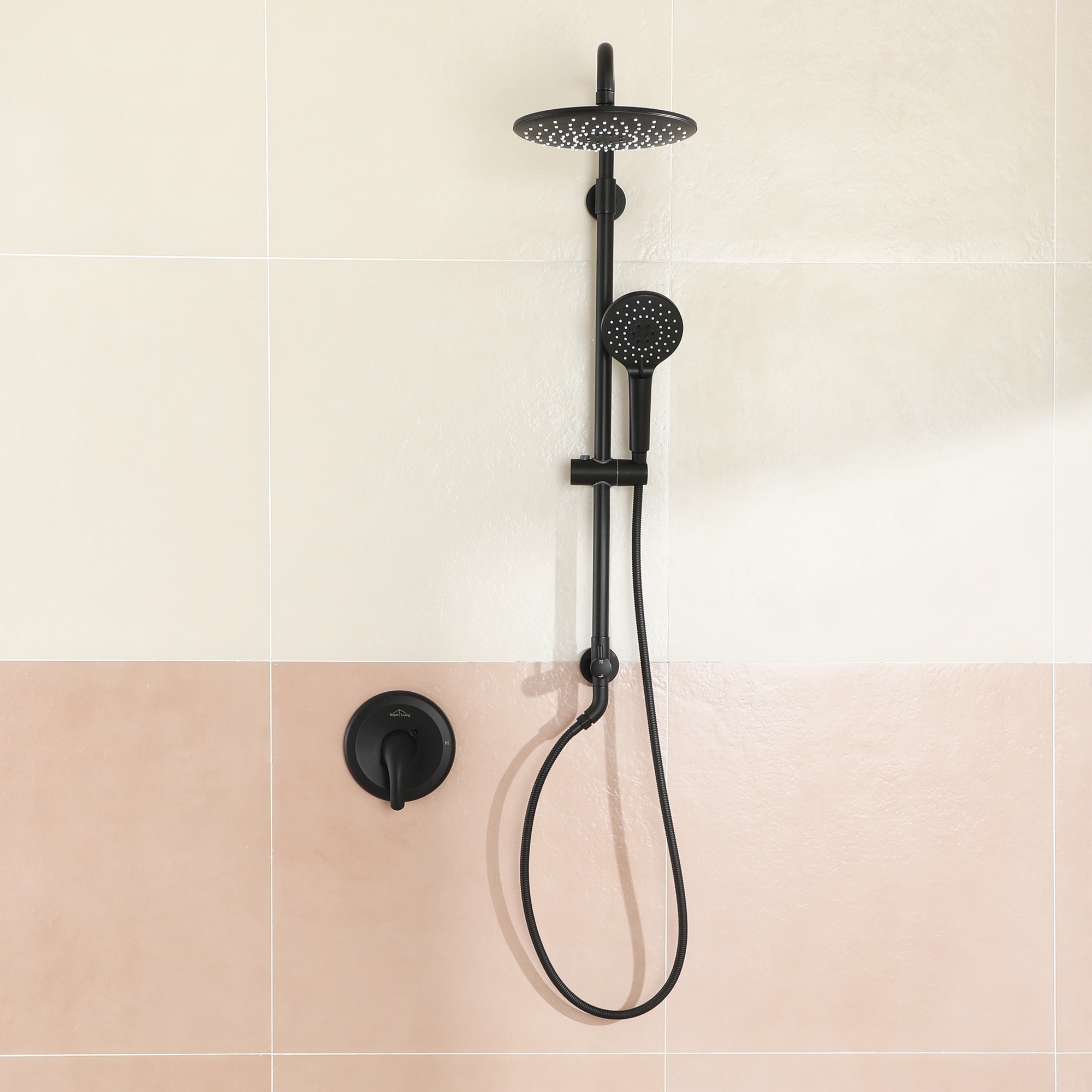 10-inch Wall-Mount Dual Shower Head System with 3-Spray Hand Shower