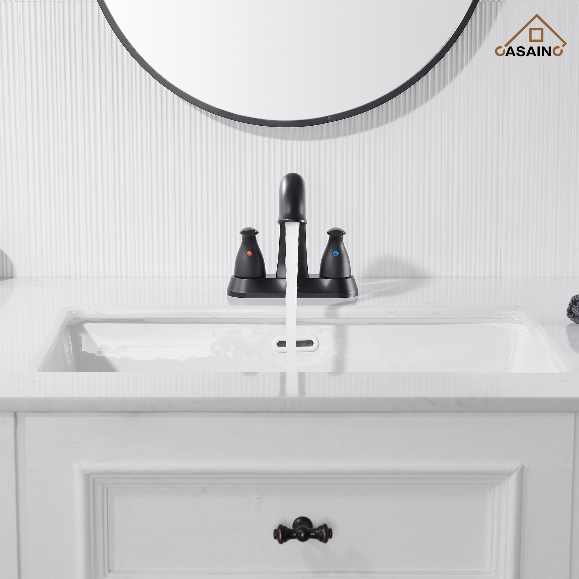 Casainc 4 Inch 2-Handle Centerset Bathroom Sink Faucet for 2-hole Centerset Sink Faucet
