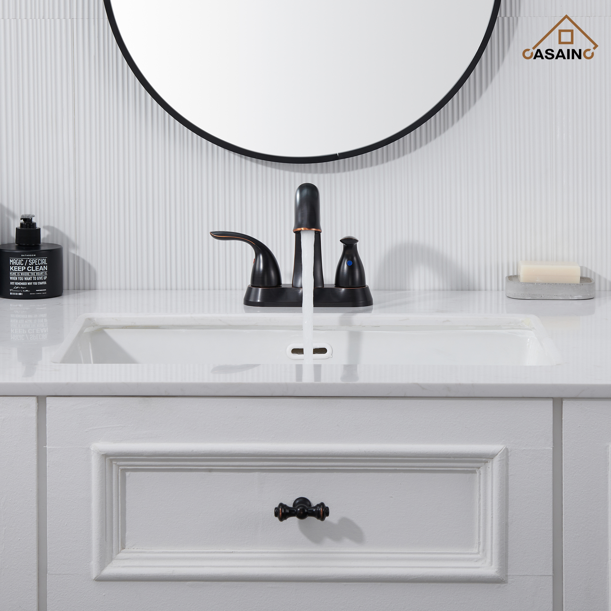Casainc 4 Inch 2-Handle Centerset Bathroom Sink Faucet for 2-hole Centerset Sink Faucet