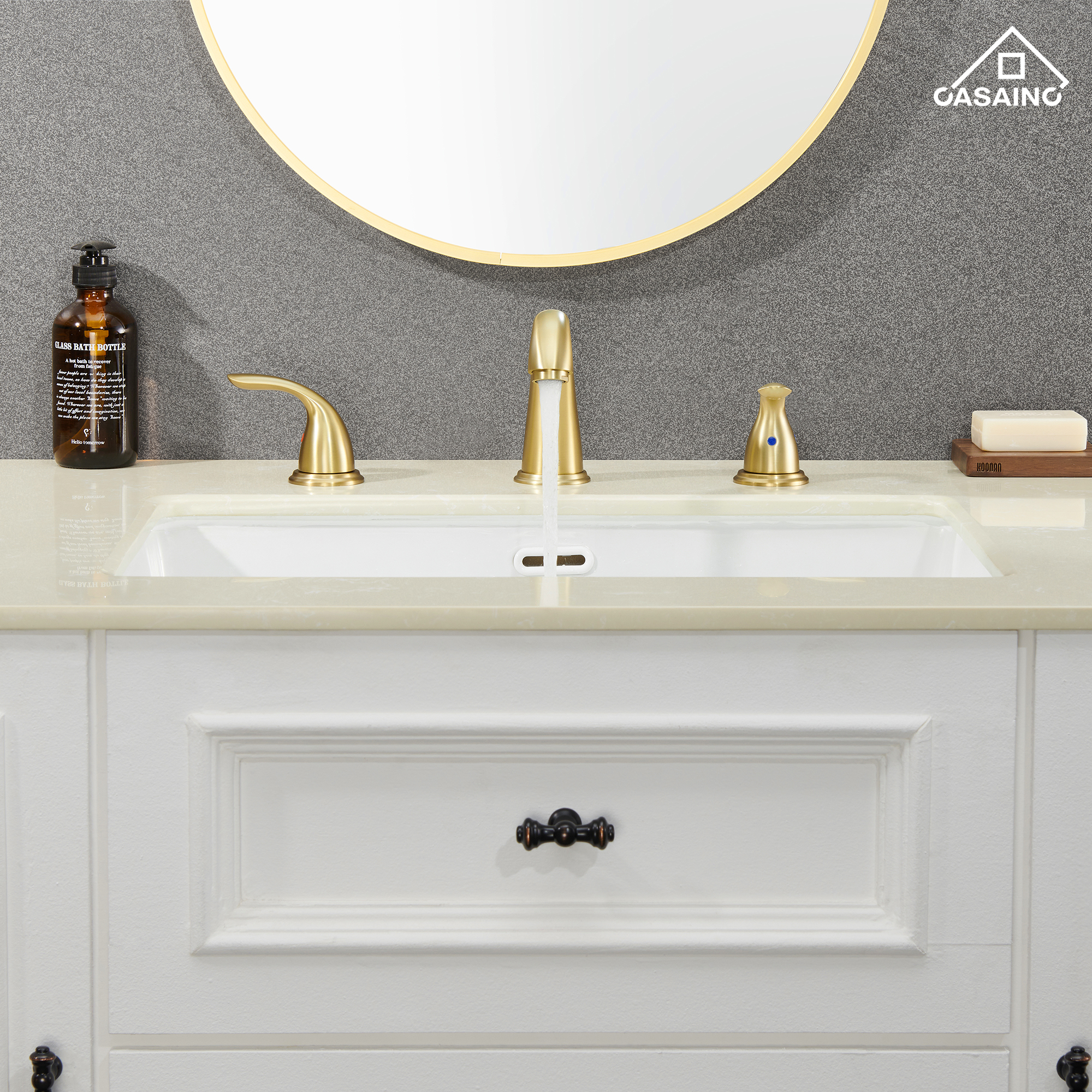 Casainc 4 Inch 2-Handle Bathroom Sink Faucet with Drain Assembly Matte Black/Brushed Nickel/Oil Rubbed Bronz/Brushed Gold 