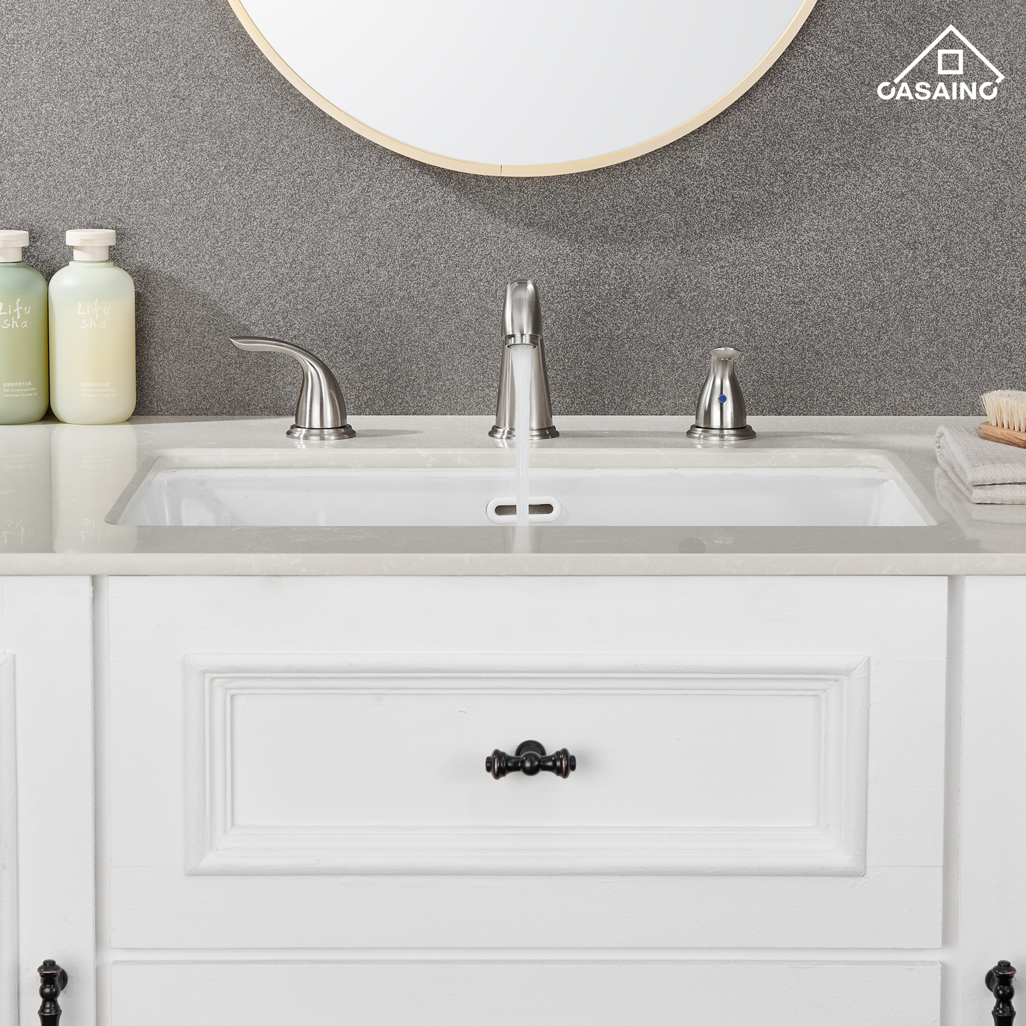 Casainc 4 Inch 2-Handle Bathroom Sink Faucet with Drain Assembly Matte Black/Brushed Nickel/Oil Rubbed Bronz/Brushed Gold 