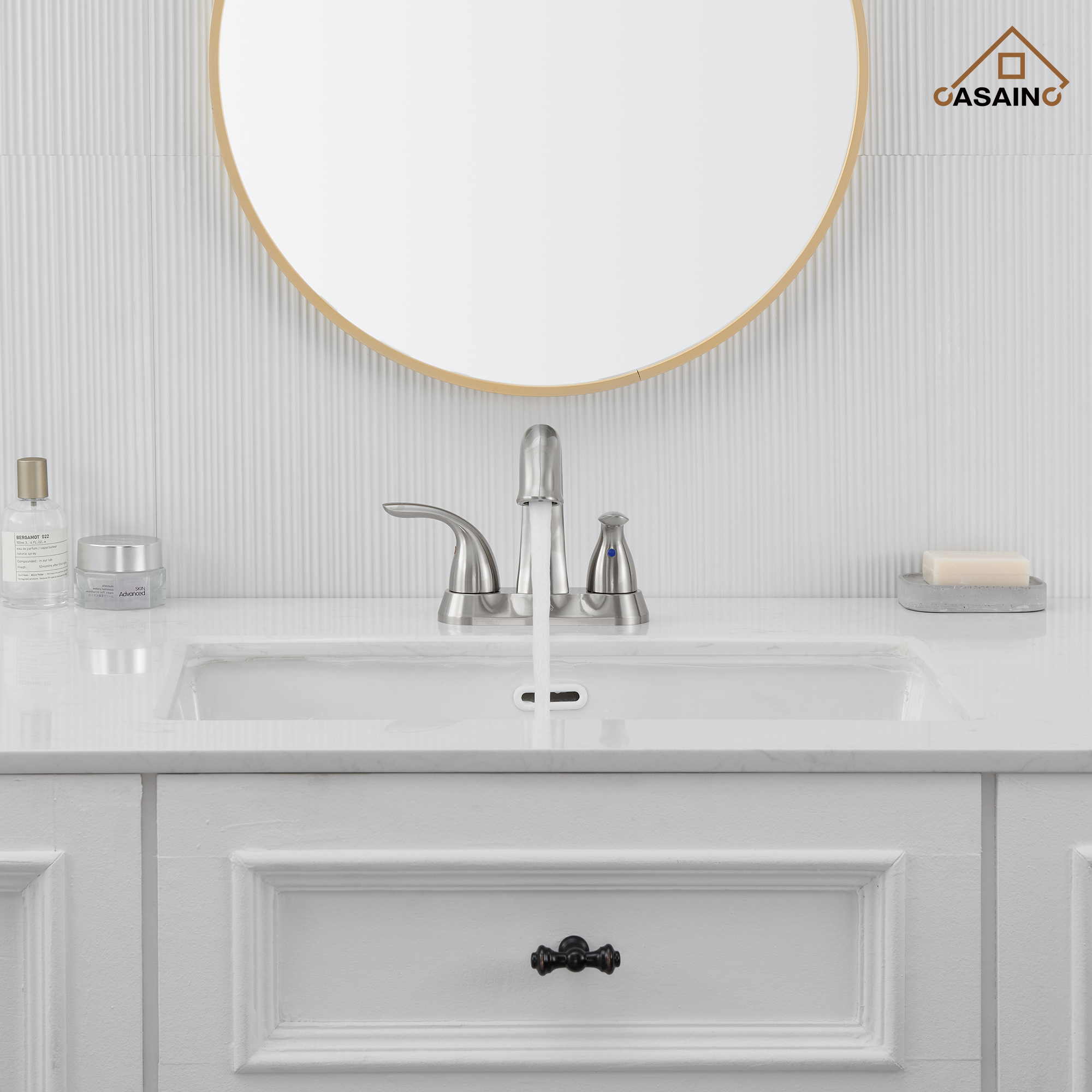 Casainc 4 Inch 2-Handle Centerset Bathroom Sink Faucet for 2-hole Centerset Sink Faucet