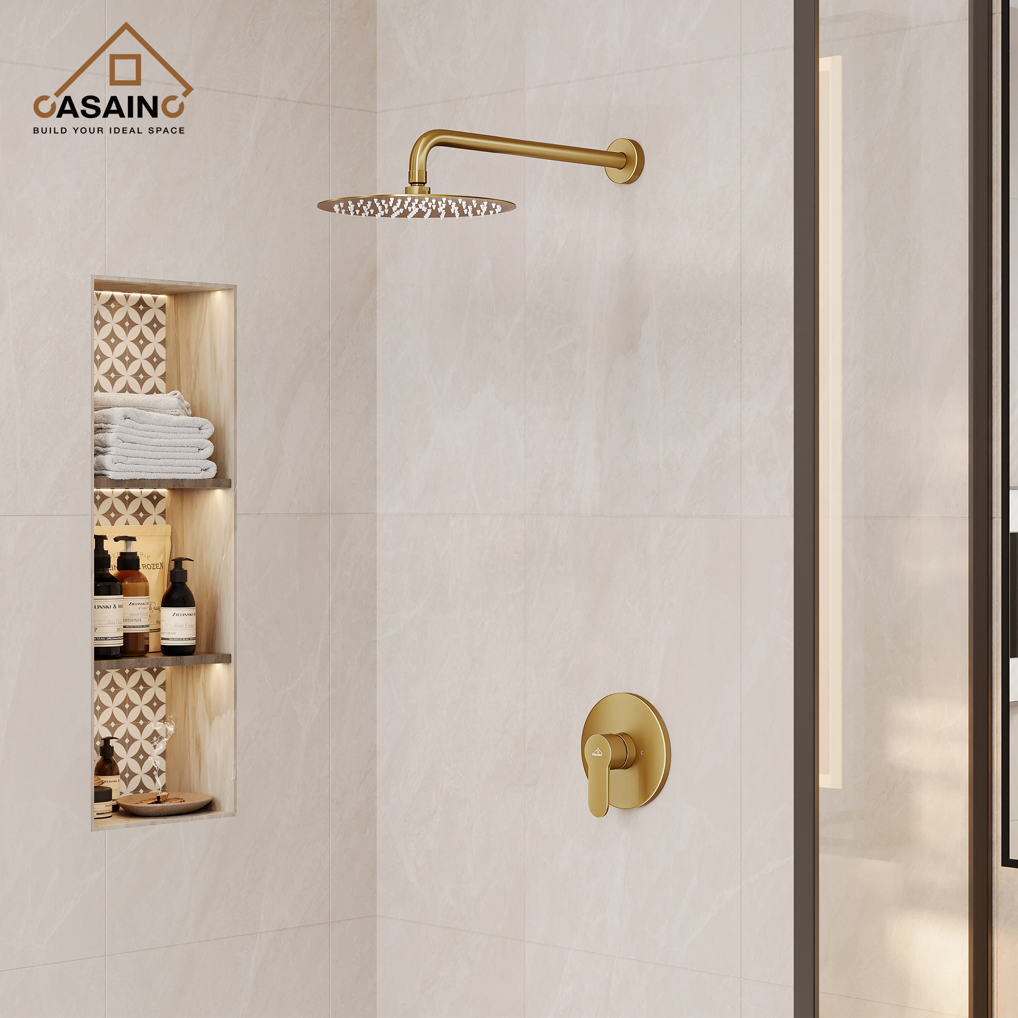 10" Wall Mount Round Shower Faucet Rain Shower System (Valve Included)