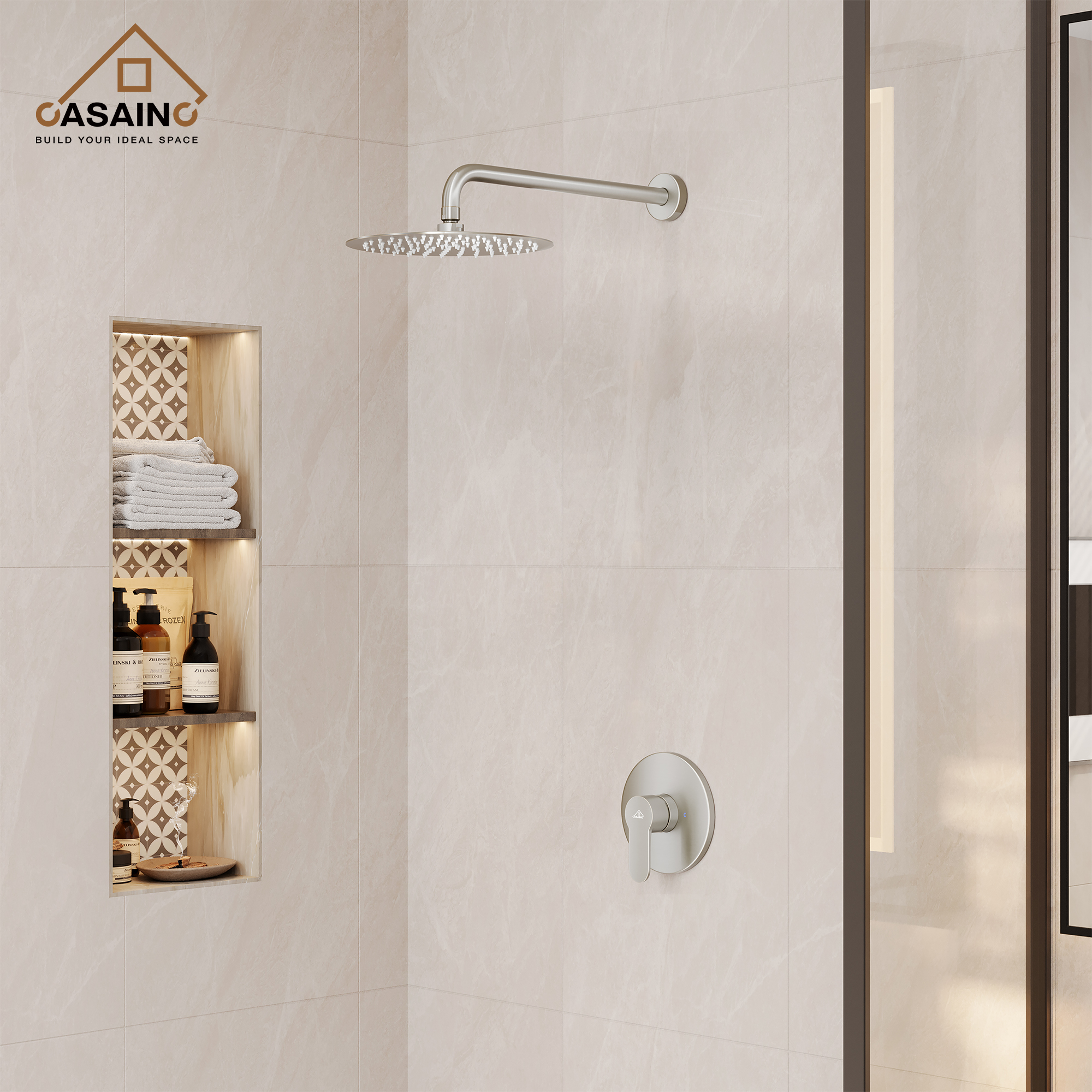 10" Wall Mount Round Shower Faucet Rain Shower System (Valve Included)