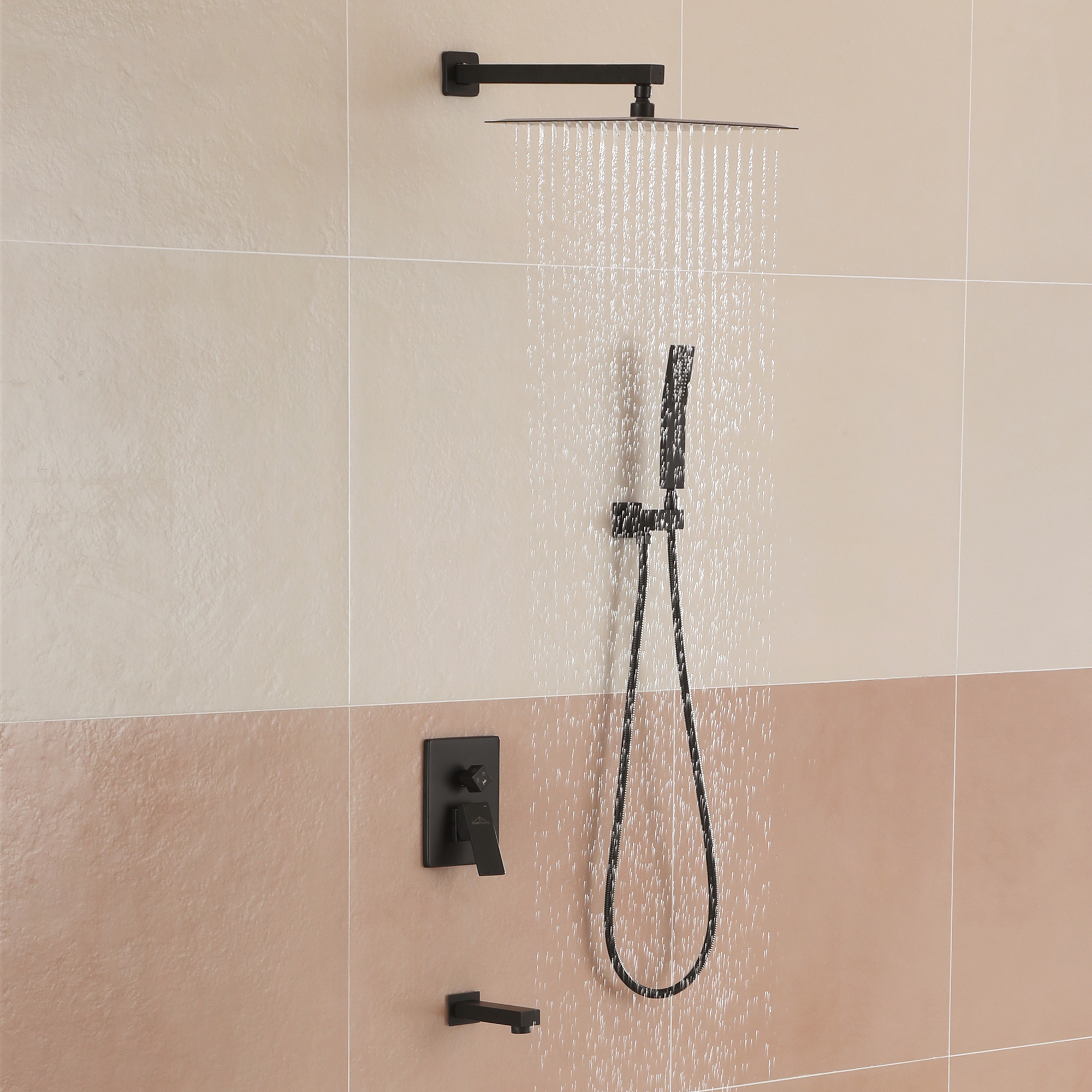 12-inch Wall Mounted 3-Function Shower System with Tub Spout