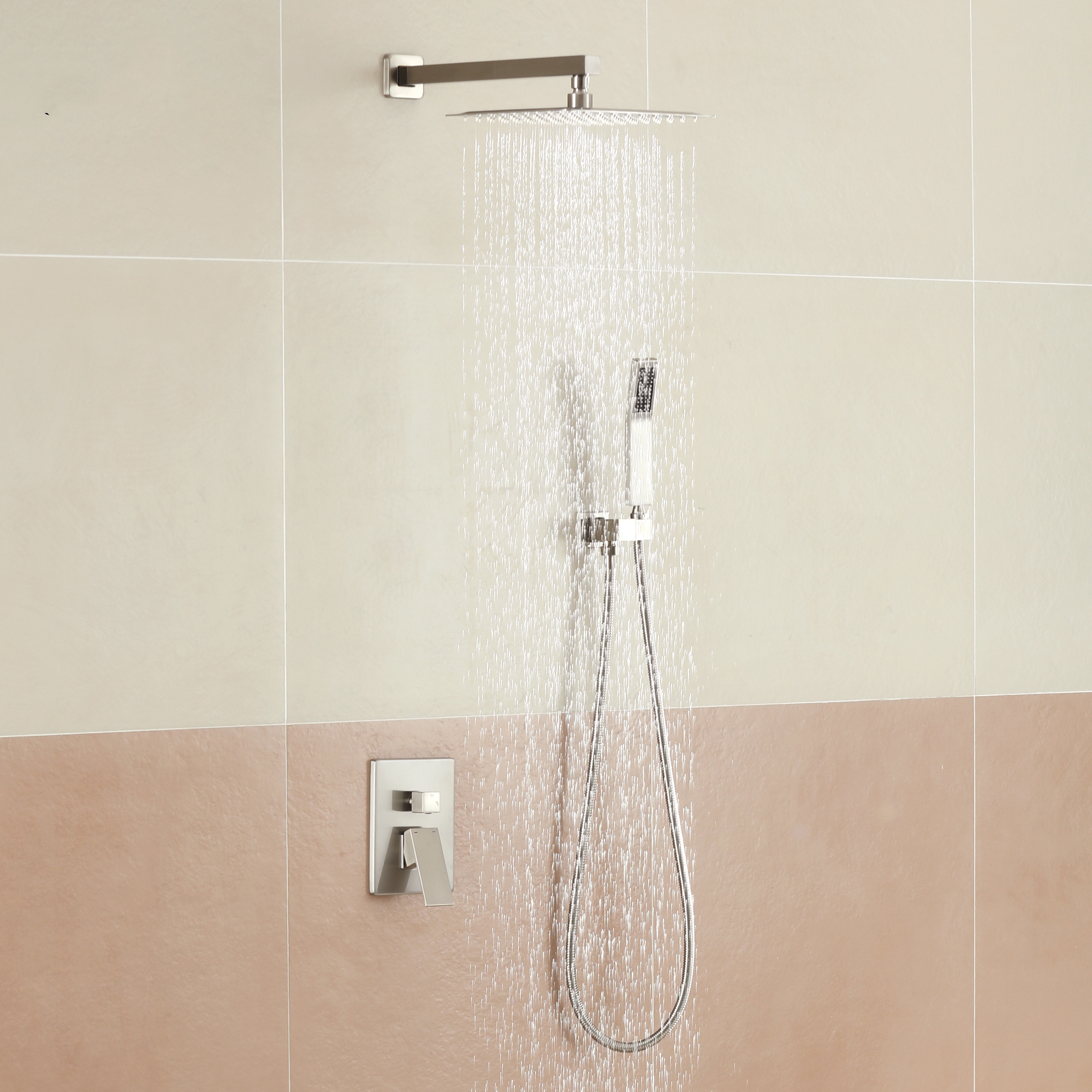 10in/12in Wall-Mount Rain Shower System with Handheld Shower