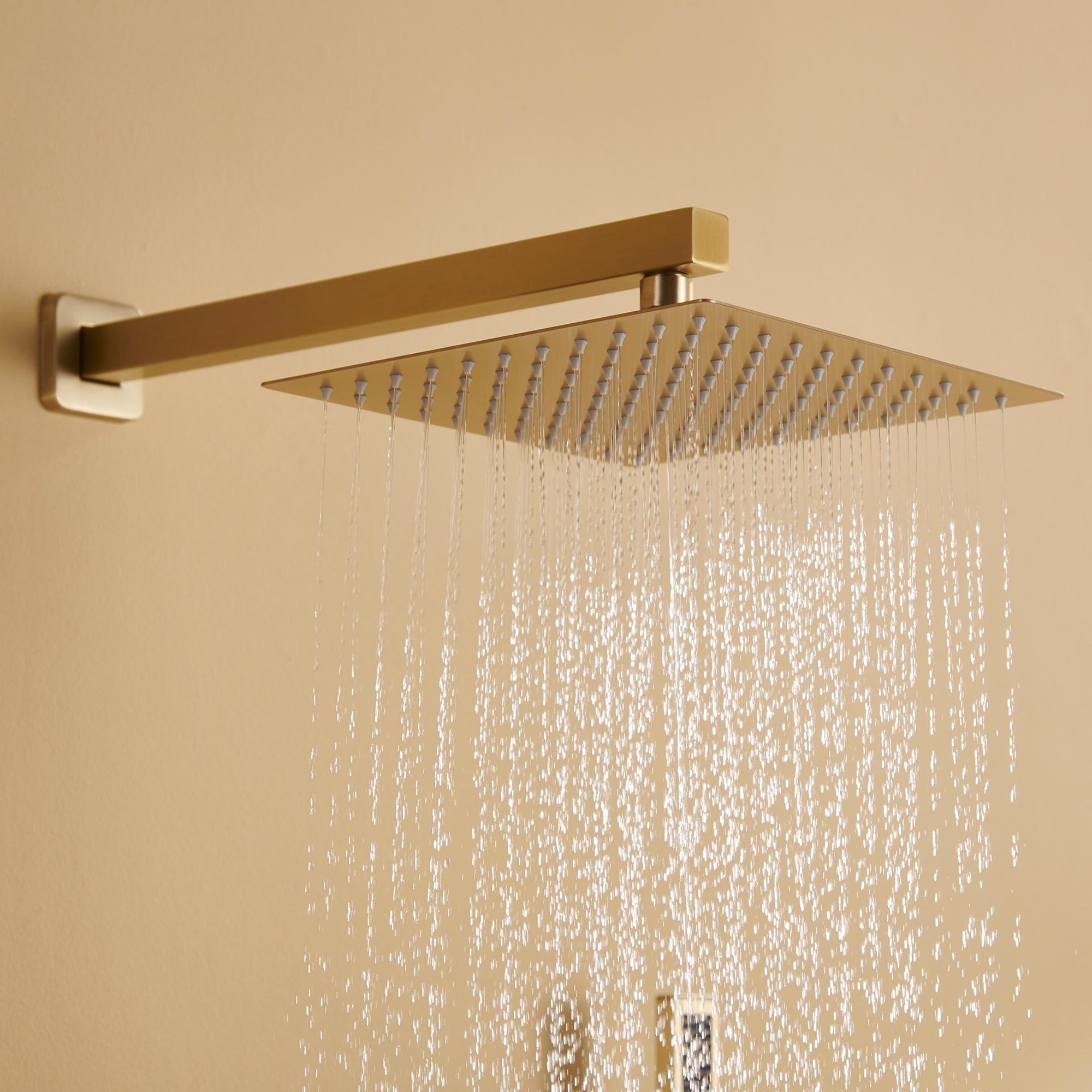 10" Brushed Gold Stainless Steel Rain Shower System with Balance Valve