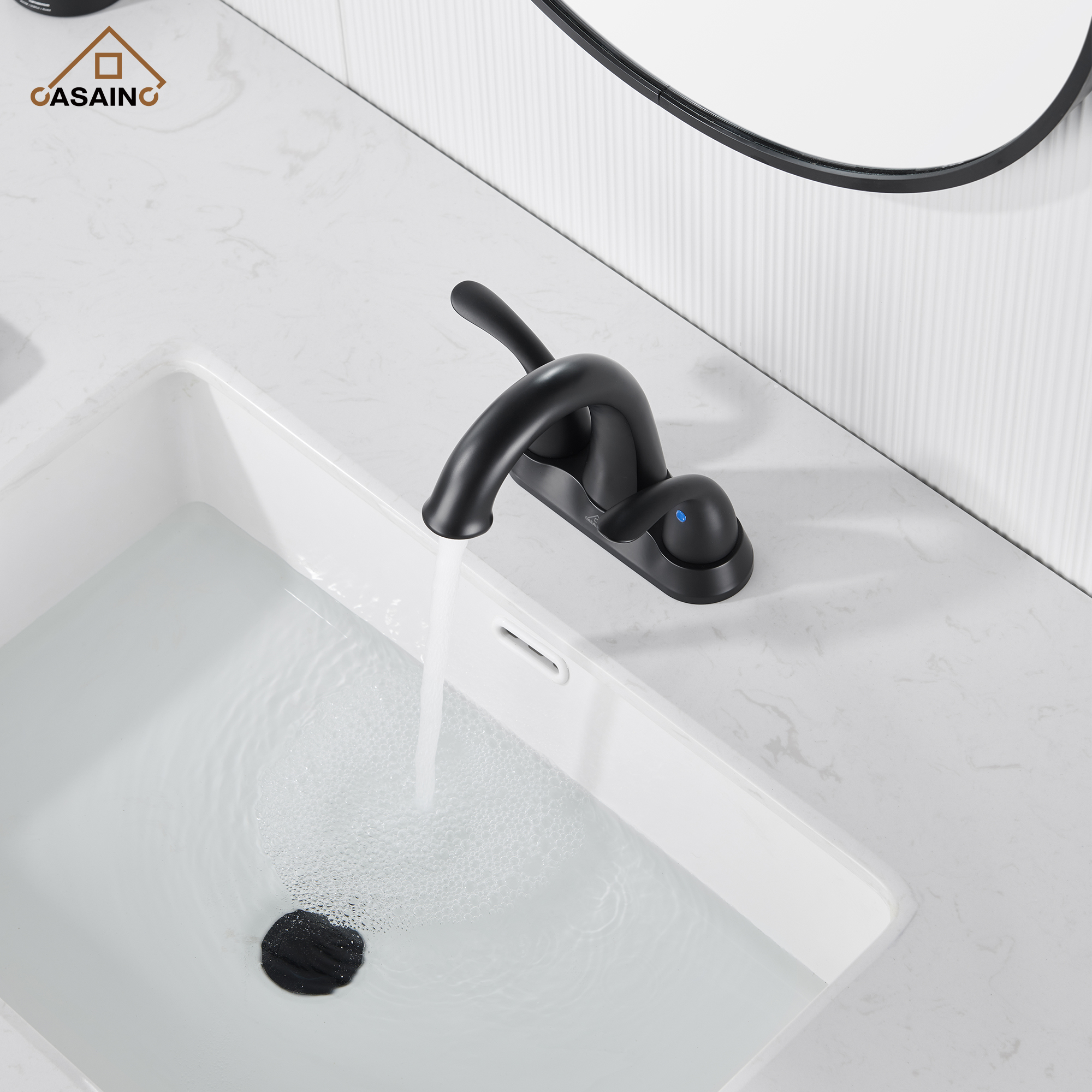 Casainc 4 Inch 2-Handle Centerset Bathroom Sink Faucet for 2-hole Centerset Sink Faucet