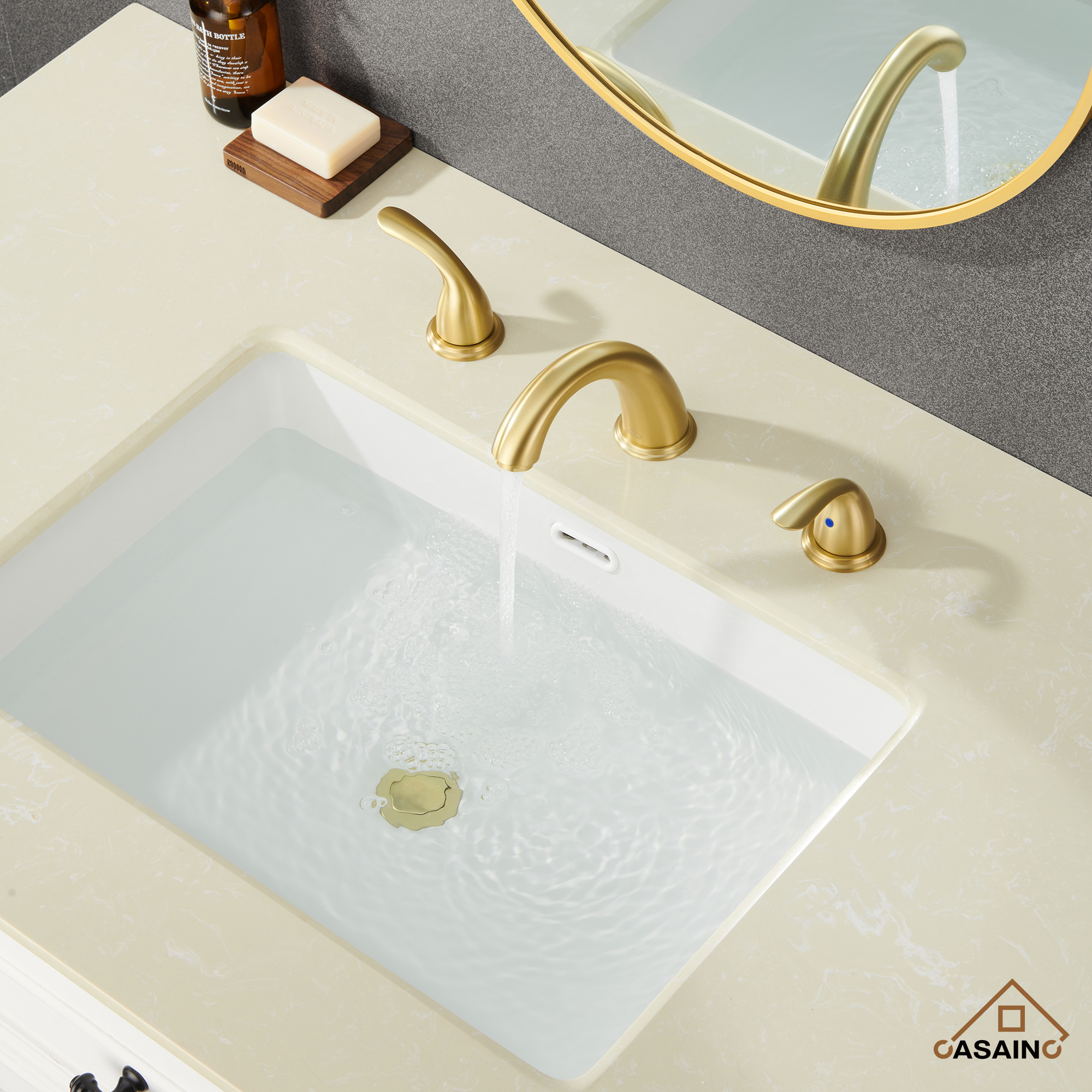 Casainc 4 Inch 2-Handle Bathroom Sink Faucet with Drain Assembly Matte Black/Brushed Nickel/Oil Rubbed Bronz/Brushed Gold 