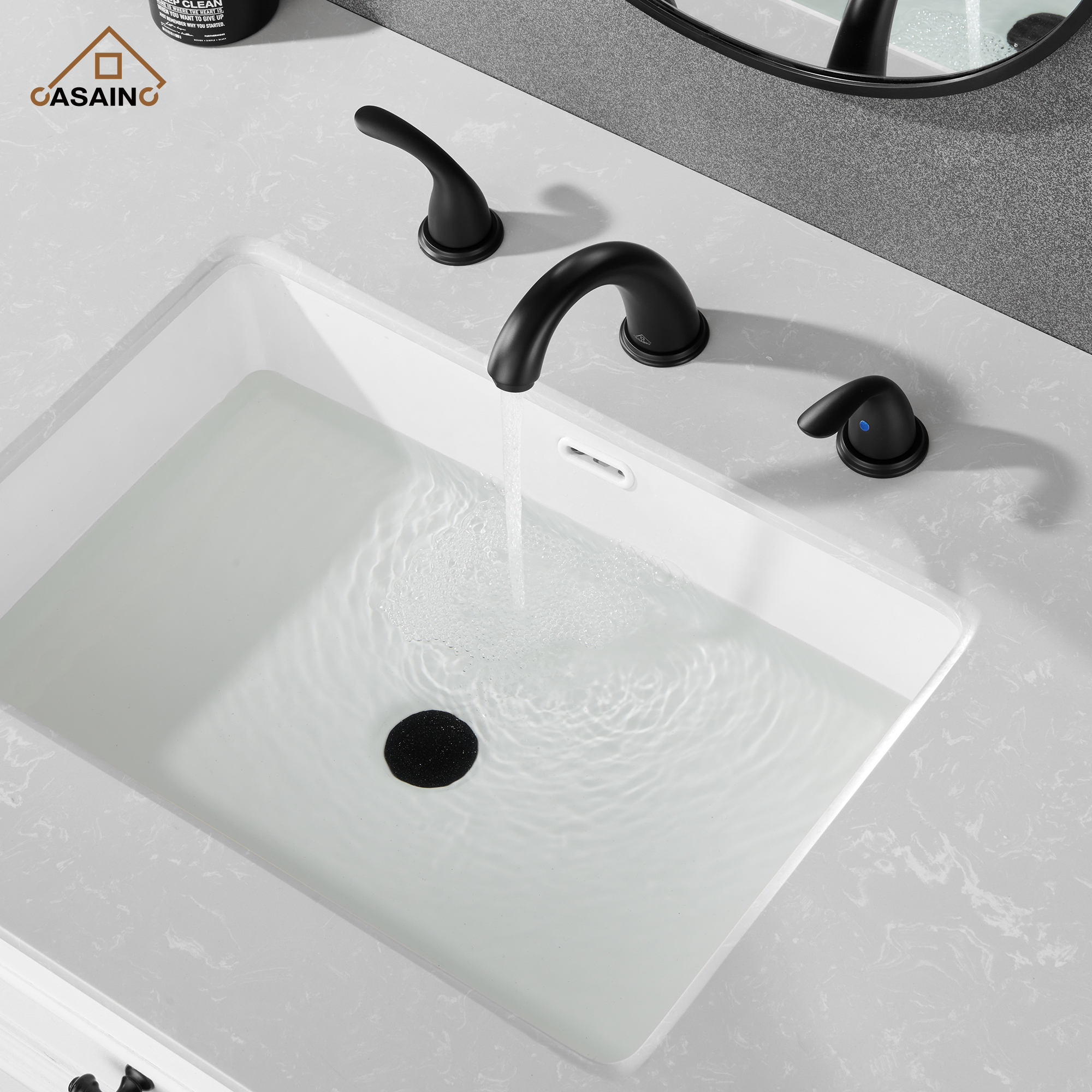 Casainc 4 Inch 2-Handle Bathroom Sink Faucet with Drain Assembly Matte Black/Brushed Nickel/Oil Rubbed Bronz/Brushed Gold 