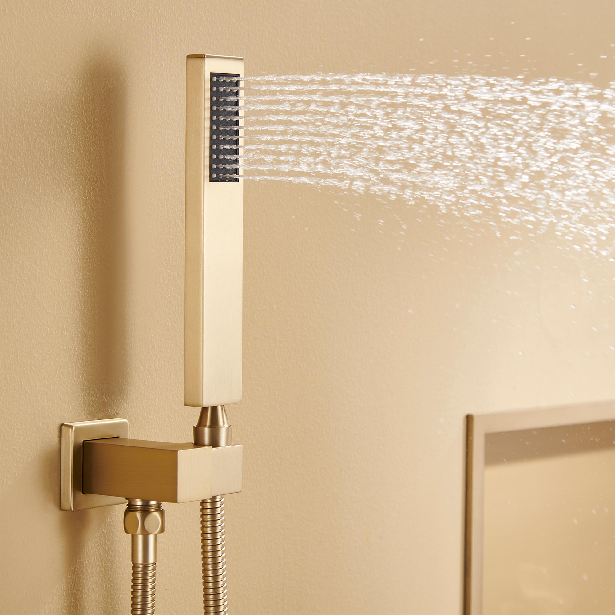 10" Brushed Gold Stainless Steel Rain Shower System with Balance Valve