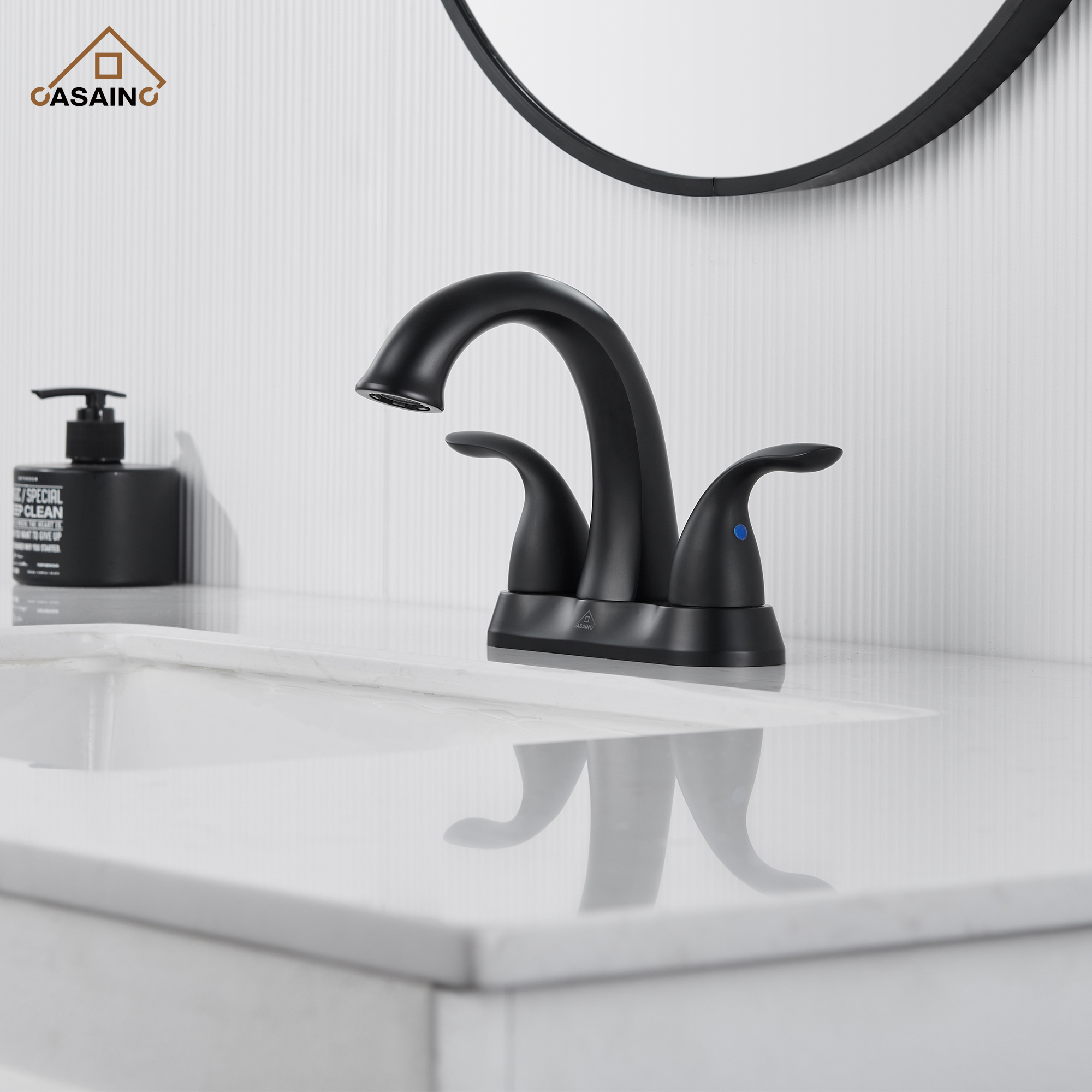 Casainc 4 Inch 2-Handle Centerset Bathroom Sink Faucet for 2-hole Centerset Sink Faucet