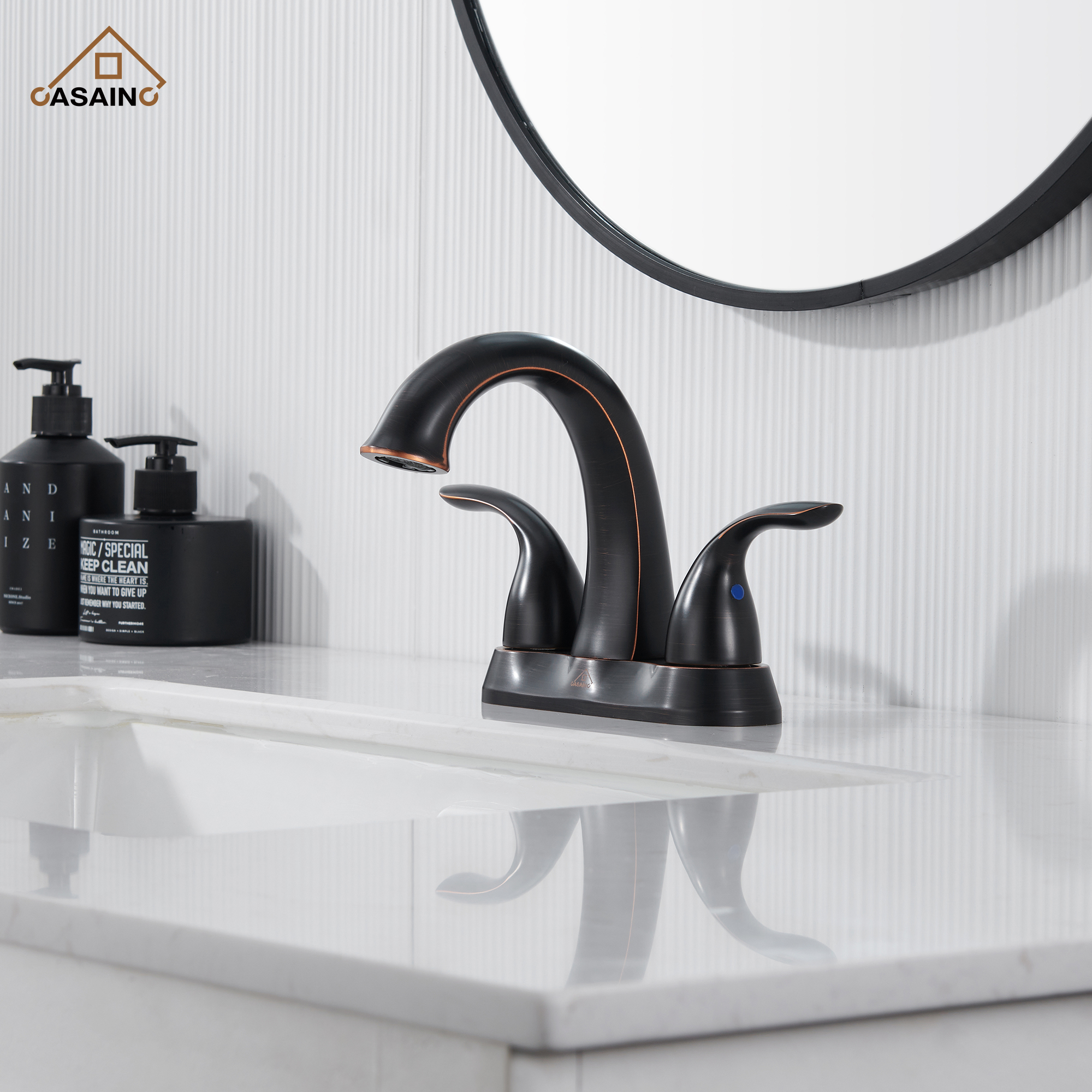Casainc 4 Inch 2-Handle Centerset Bathroom Sink Faucet for 2-hole Centerset Sink Faucet