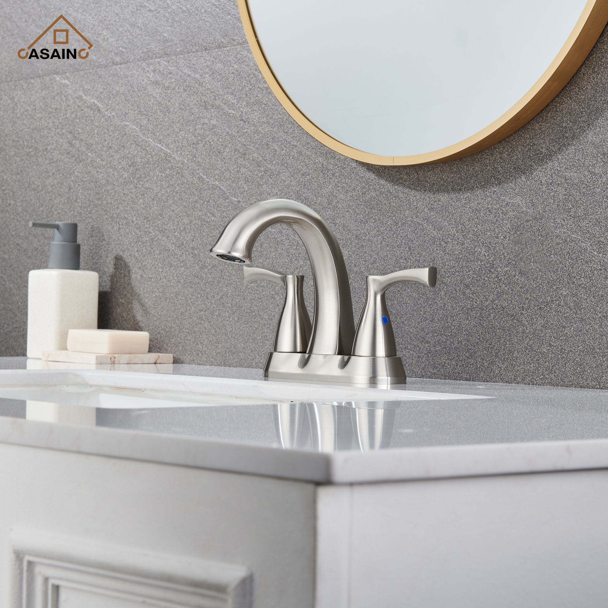 Casainc 4 Inch 2-Handle Centerset Bathroom Sink Faucet Vanity Faucet for Bathroom Sink