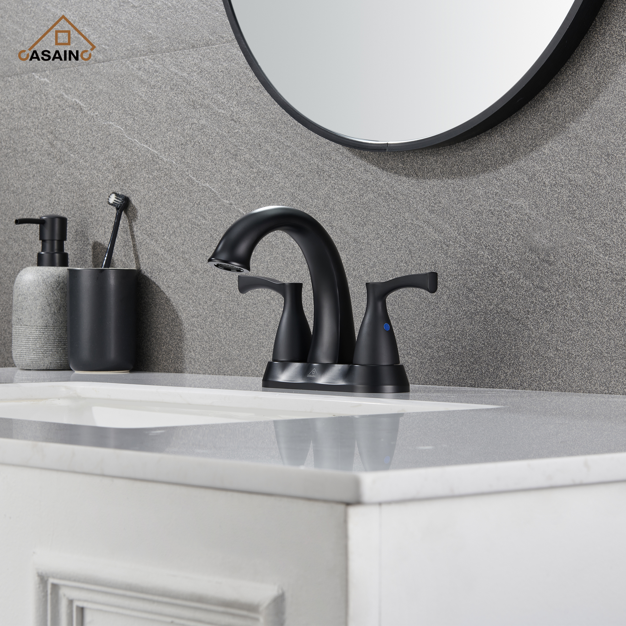 Casainc 4 Inch 2-Handle Centerset Bathroom Sink Faucet Vanity Faucet for Bathroom Sink