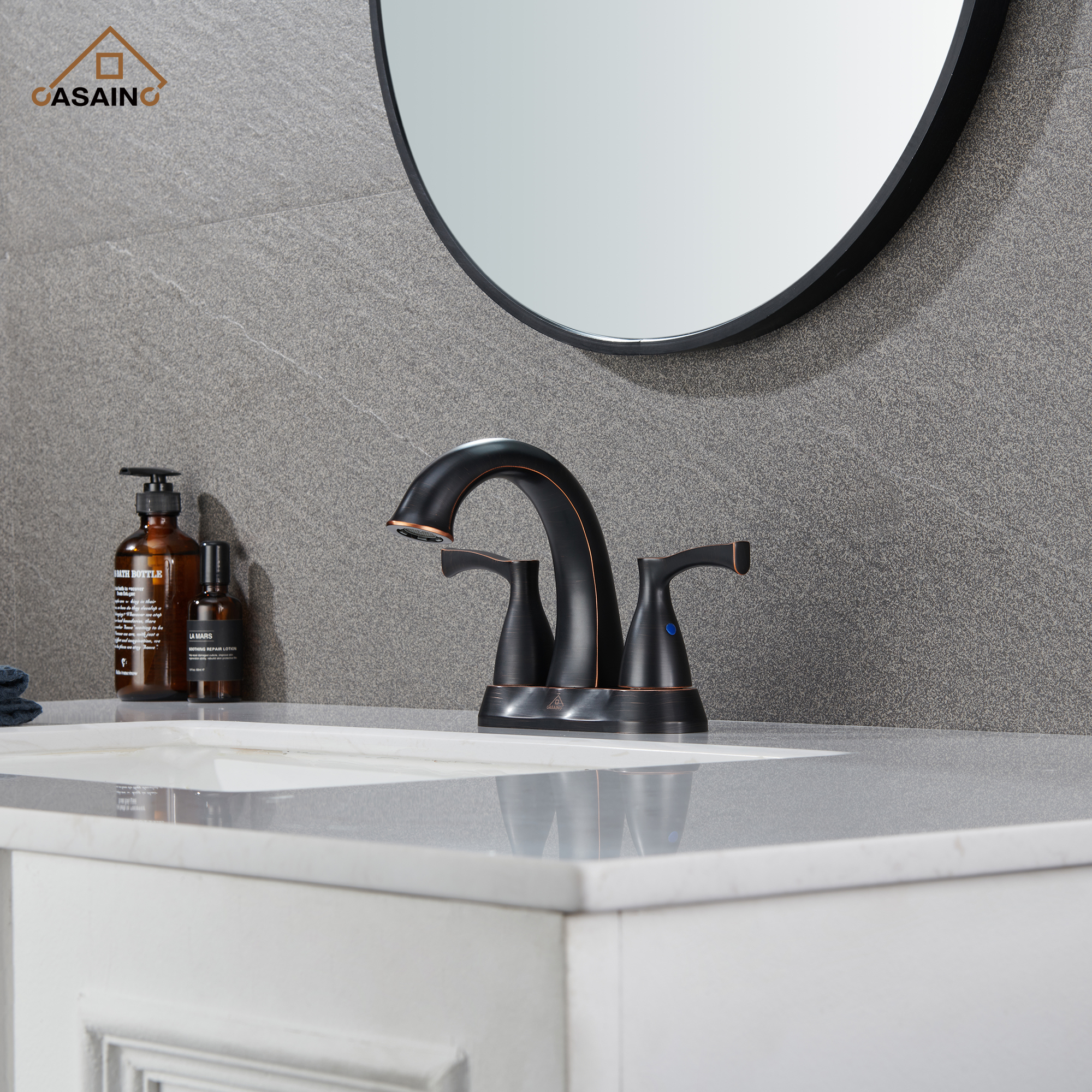 Casainc 4 Inch 2-Handle Centerset Bathroom Sink Faucet Vanity Faucet for Bathroom Sink