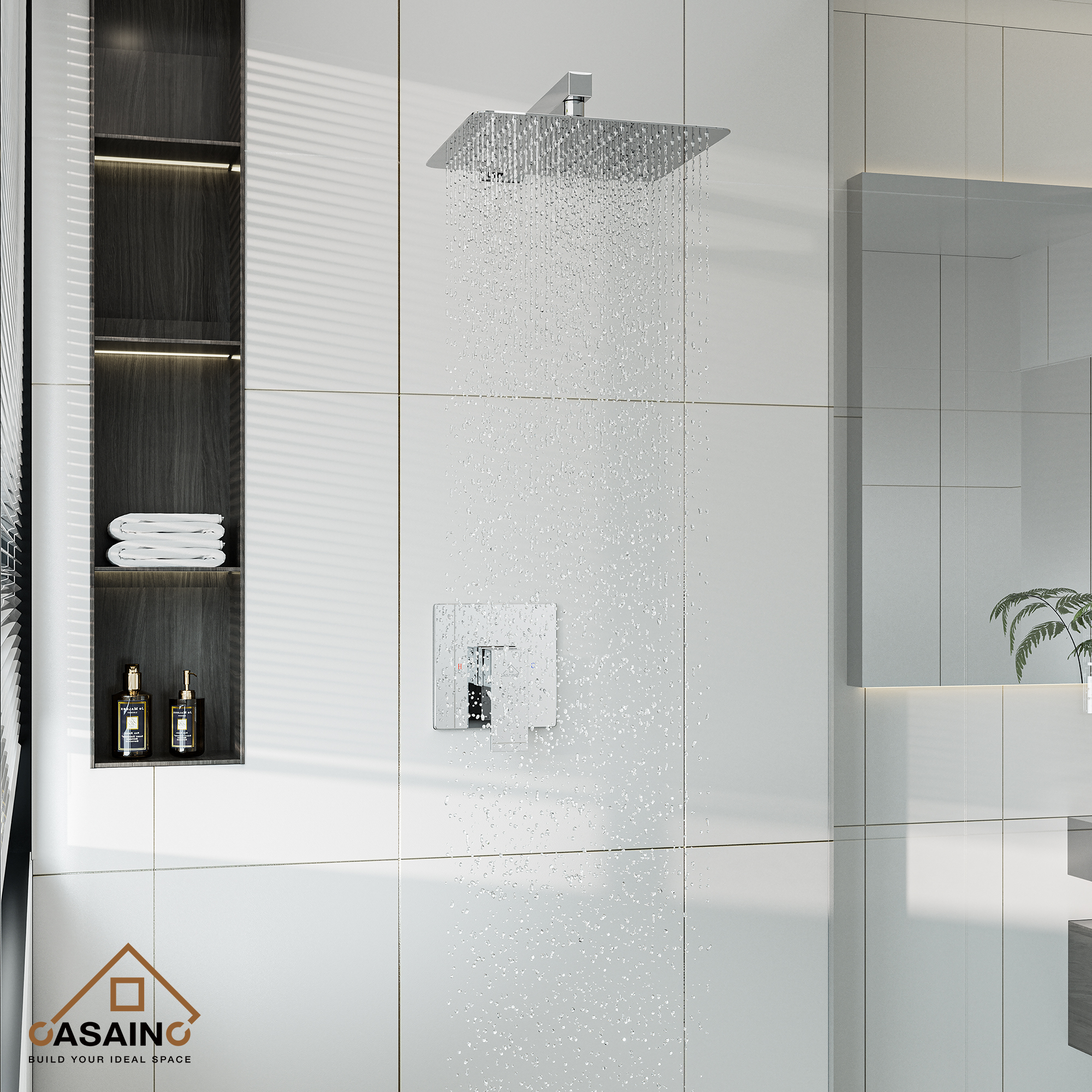 Rainfall Shower System 10" Wall Mount Single Function Showerhead