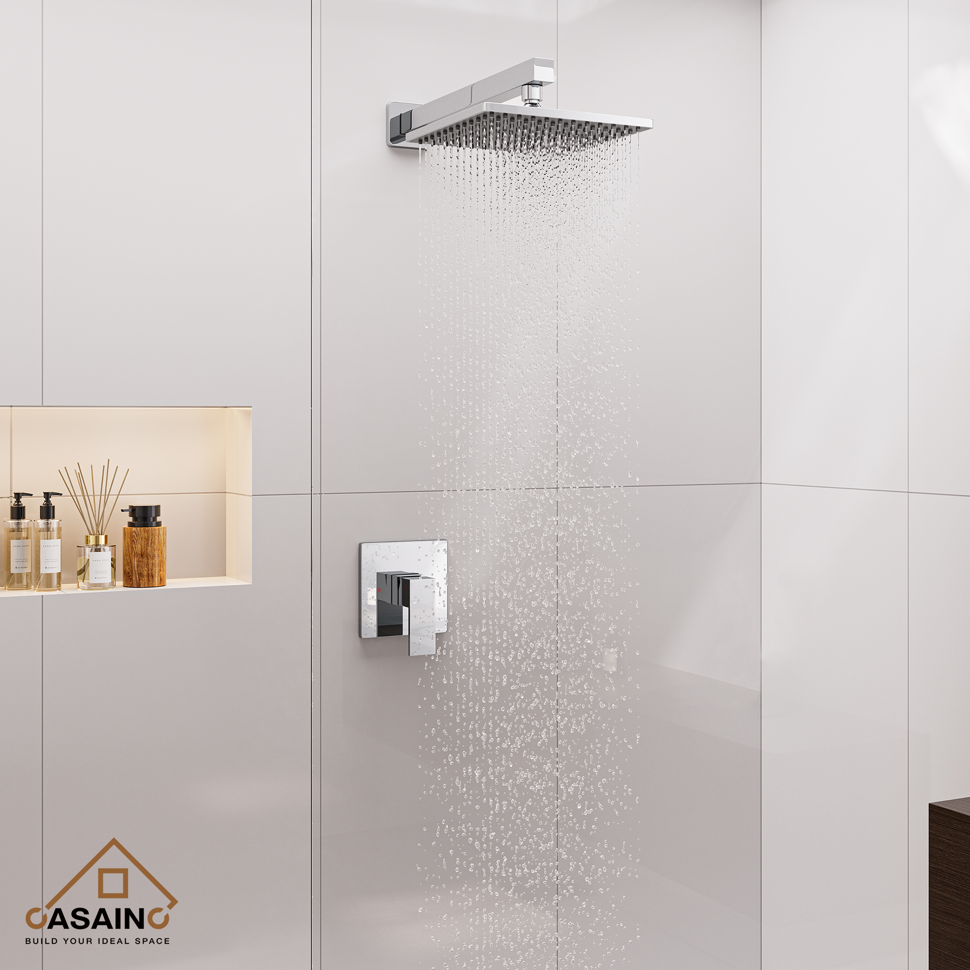 9" Wall Mount Rain Shower Head System Single Faucet (Valve Included)