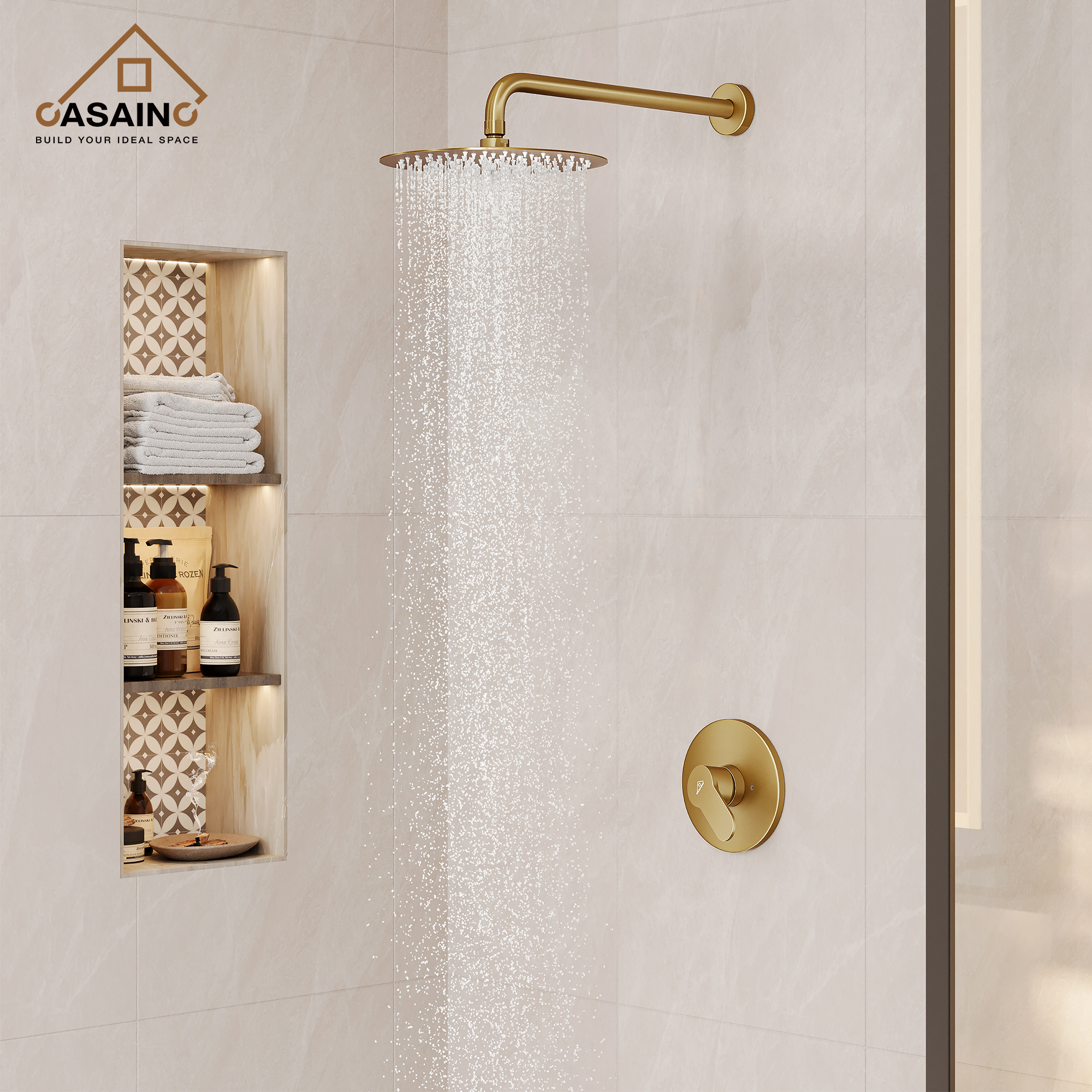 10" Wall Mount Round Shower Faucet Rain Shower System (Valve Included)