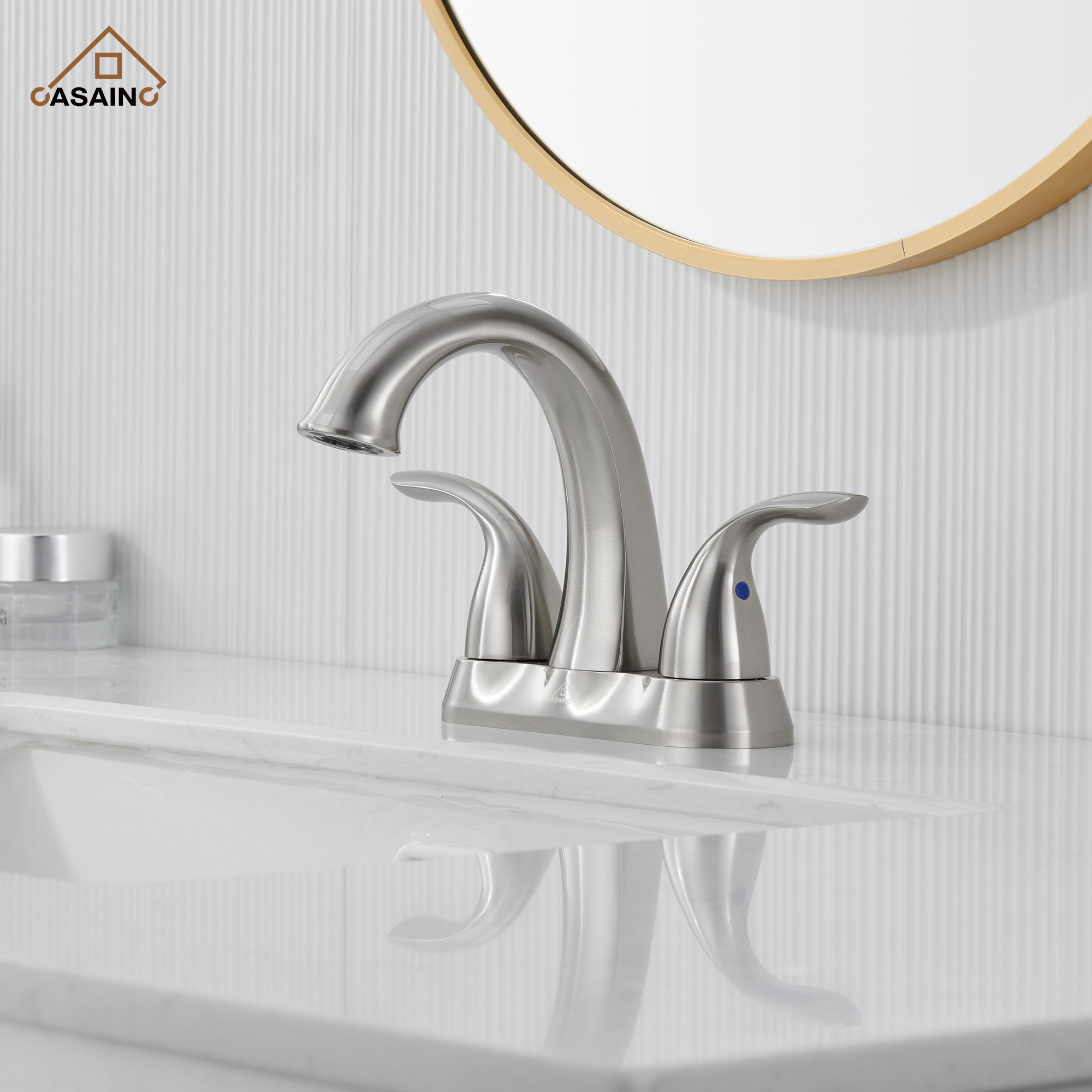 Casainc 4 Inch 2-Handle Centerset Bathroom Sink Faucet for 2-hole Centerset Sink Faucet