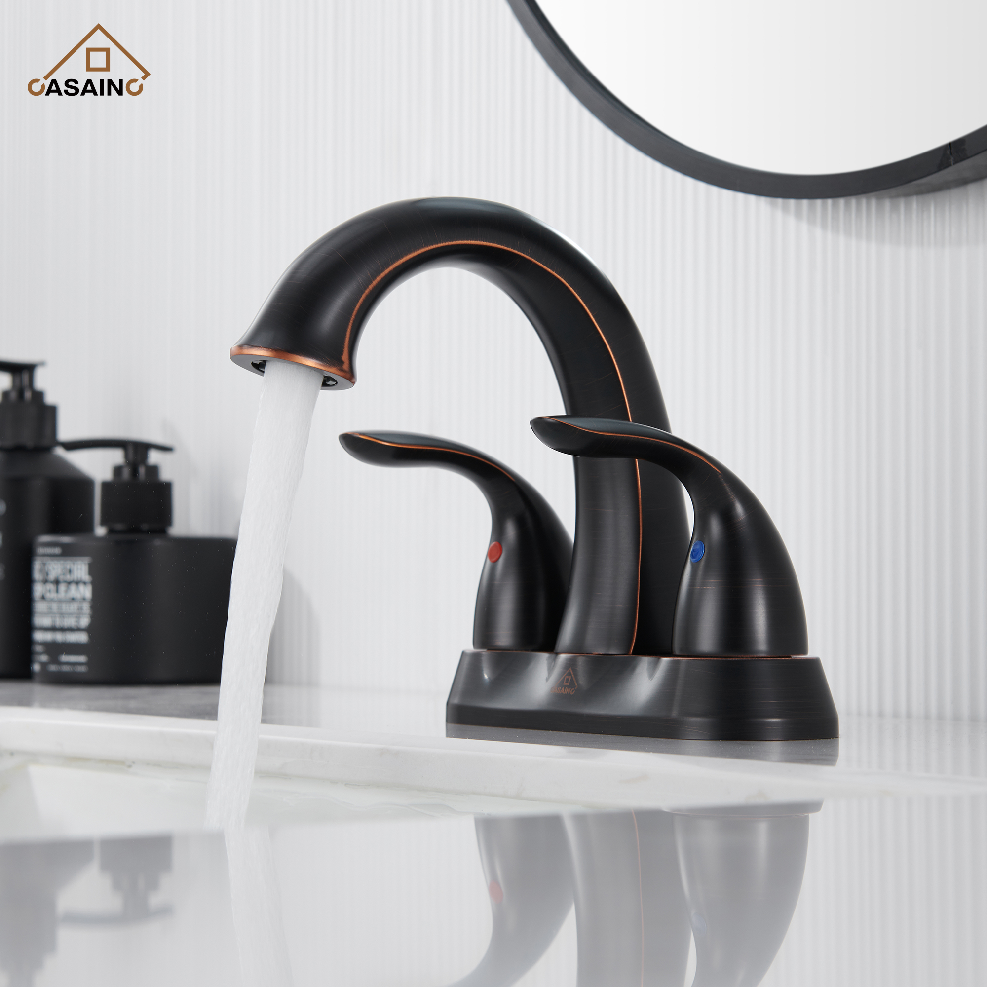 Casainc 4 Inch 2-Handle Centerset Bathroom Sink Faucet for 2-hole Centerset Sink Faucet