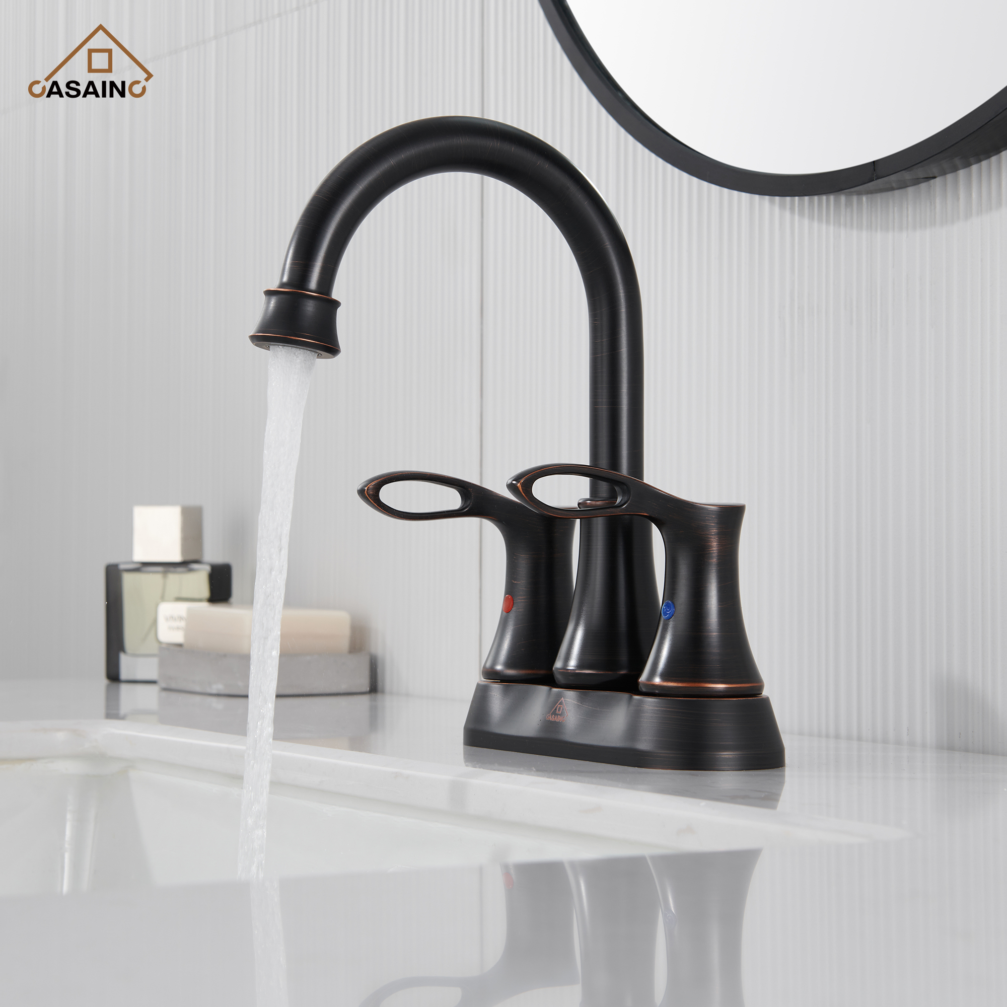 4 Inch Centerset Bathroom Sink Faucet Double Handle Bathroom Faucet With Pull Out Sprayer Bathroom Faucet With Dual Lever Handle Vanity Tap With 2 Hole