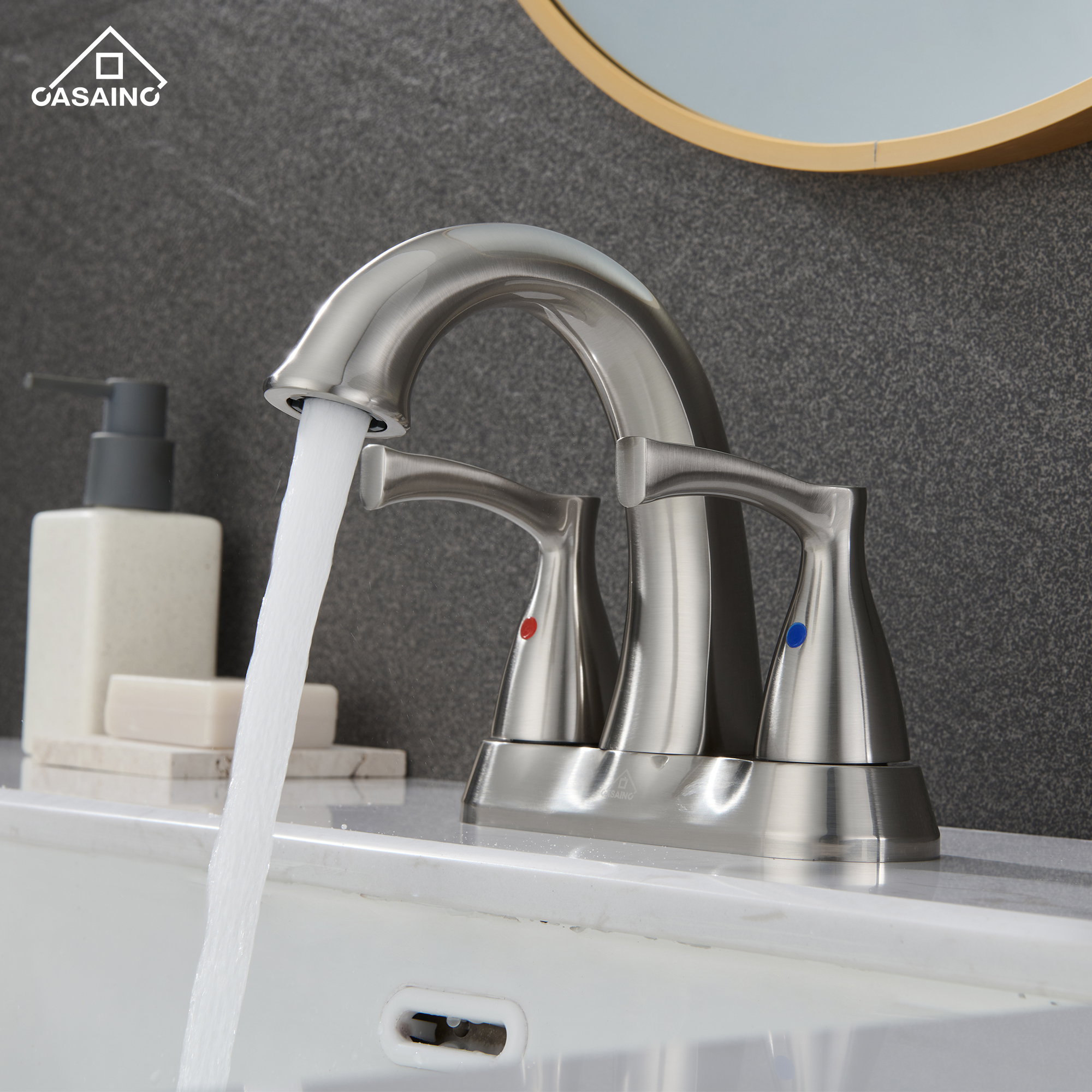 Casainc 4 Inch 2-Handle Centerset Bathroom Sink Faucet Vanity Faucet for Bathroom Sink