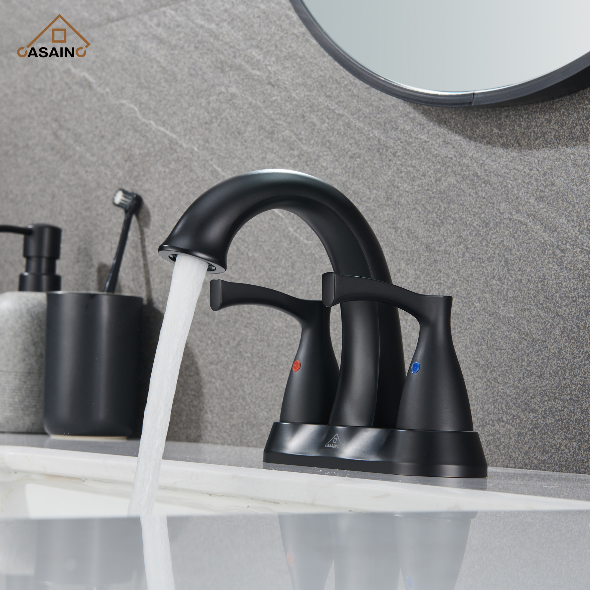 Casainc 4 Inch 2-Handle Centerset Bathroom Sink Faucet Vanity Faucet for Bathroom Sink