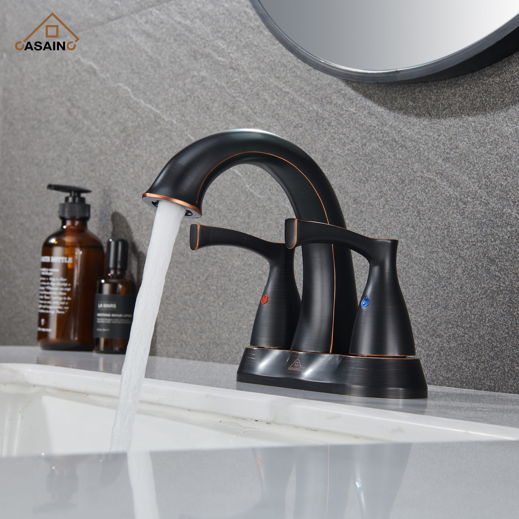 Casainc 4 Inch 2-Handle Centerset Bathroom Sink Faucet Vanity Faucet for Bathroom Sink