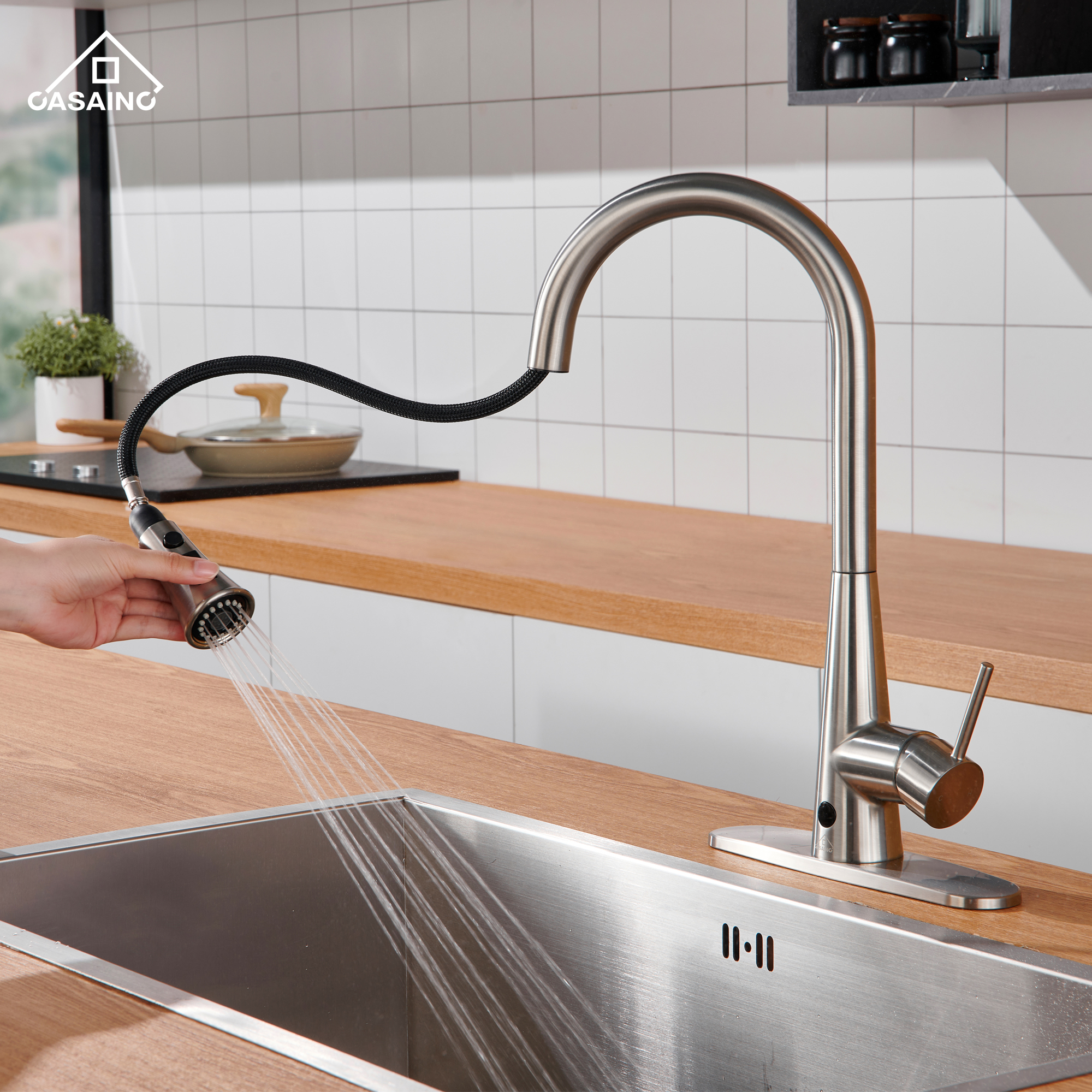 Single Handle Pull Down Sprayer Kitchen Faucet with Touchless Sensor,Dual Function