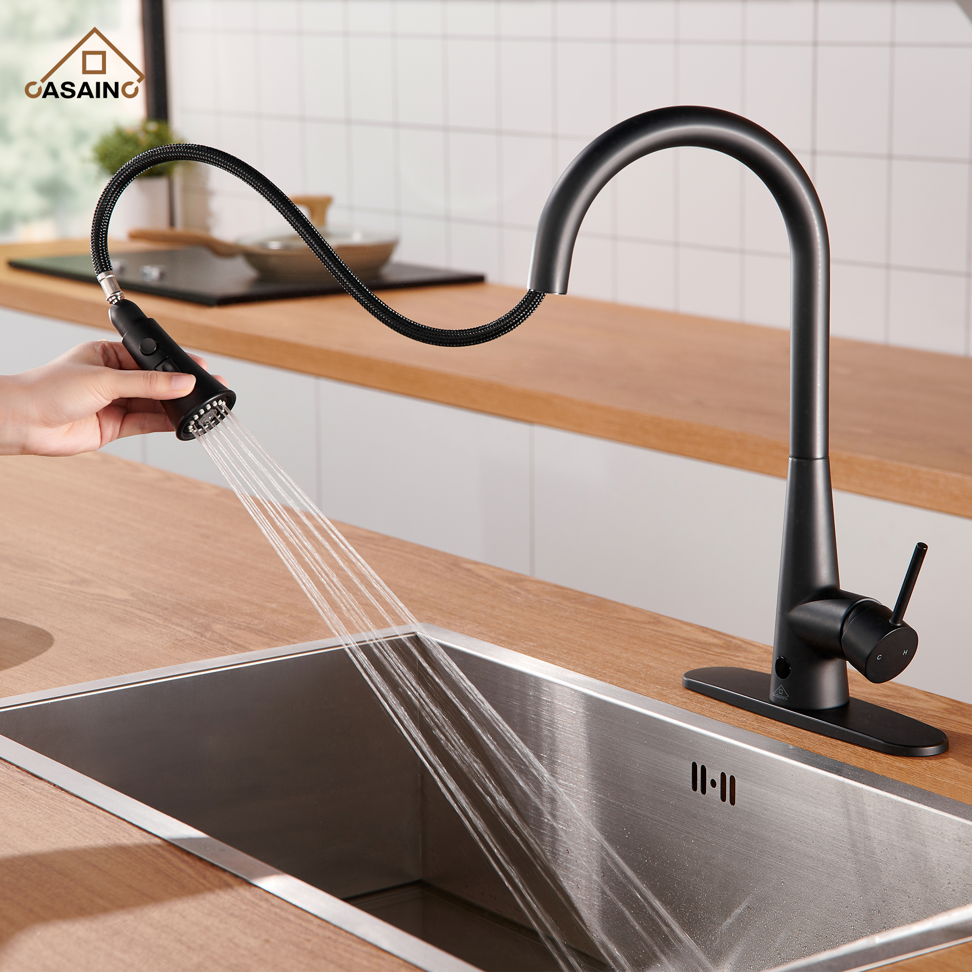 Single Handle Pull Down Sprayer Kitchen Faucet with Touchless Sensor,Dual Function