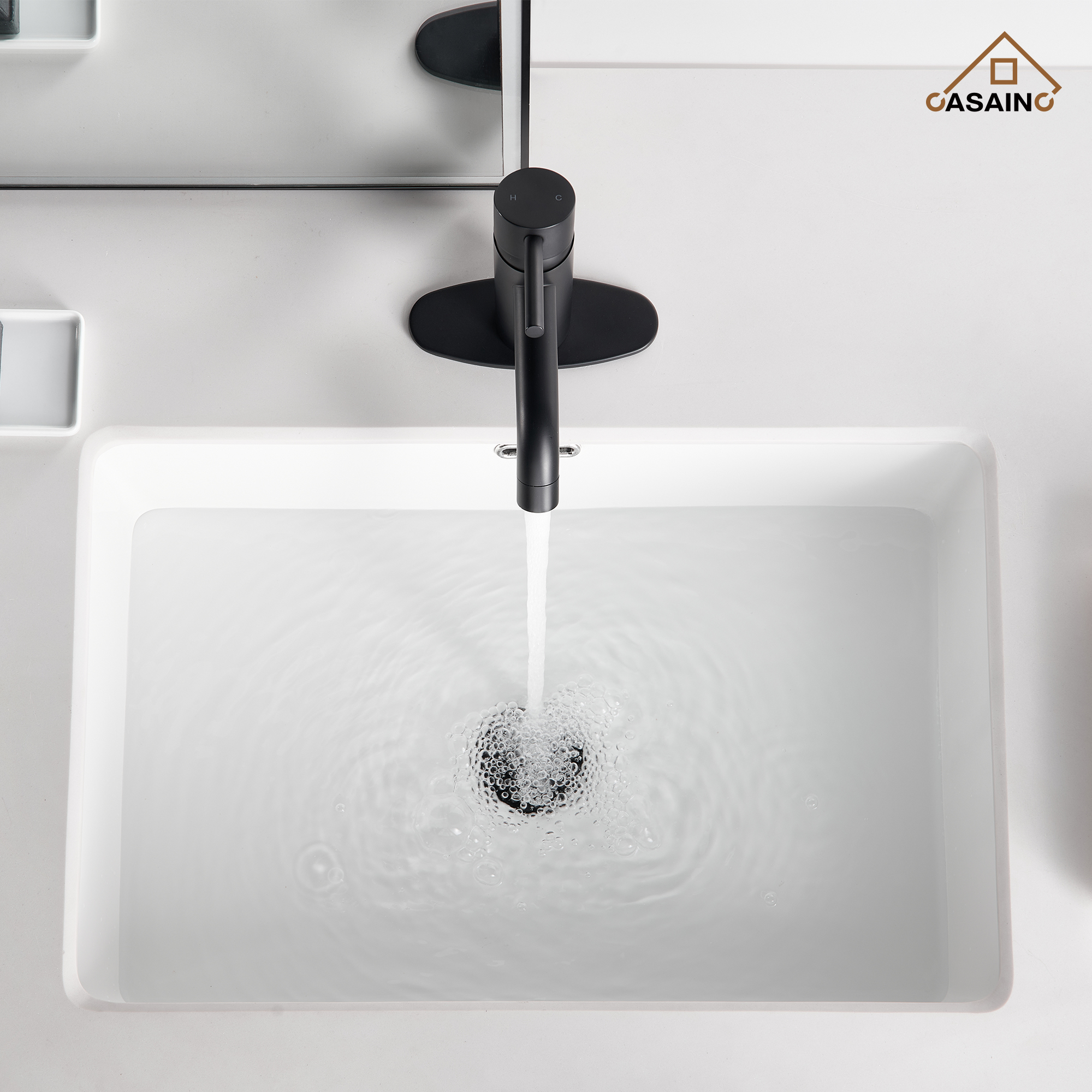 Single Handle Bathroom Basin Faucet with Pop-Up Drain, Infrared Sensor, Modern Design
