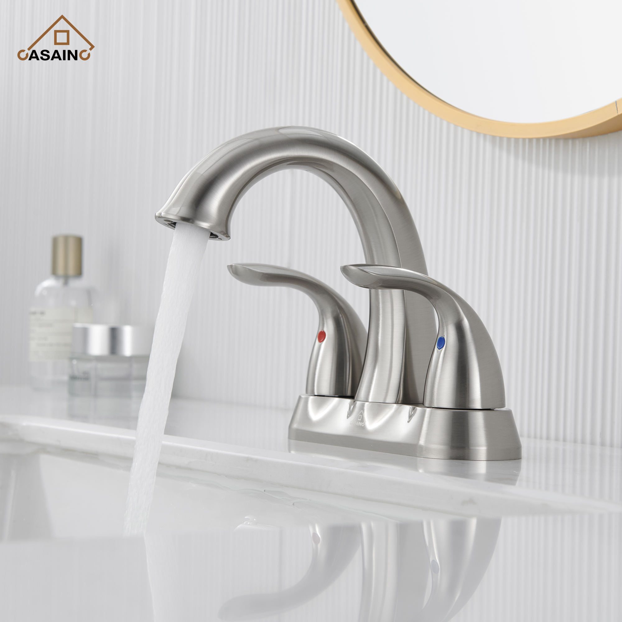 Casainc 4 Inch 2-Handle Centerset Bathroom Sink Faucet for 2-hole Centerset Sink Faucet