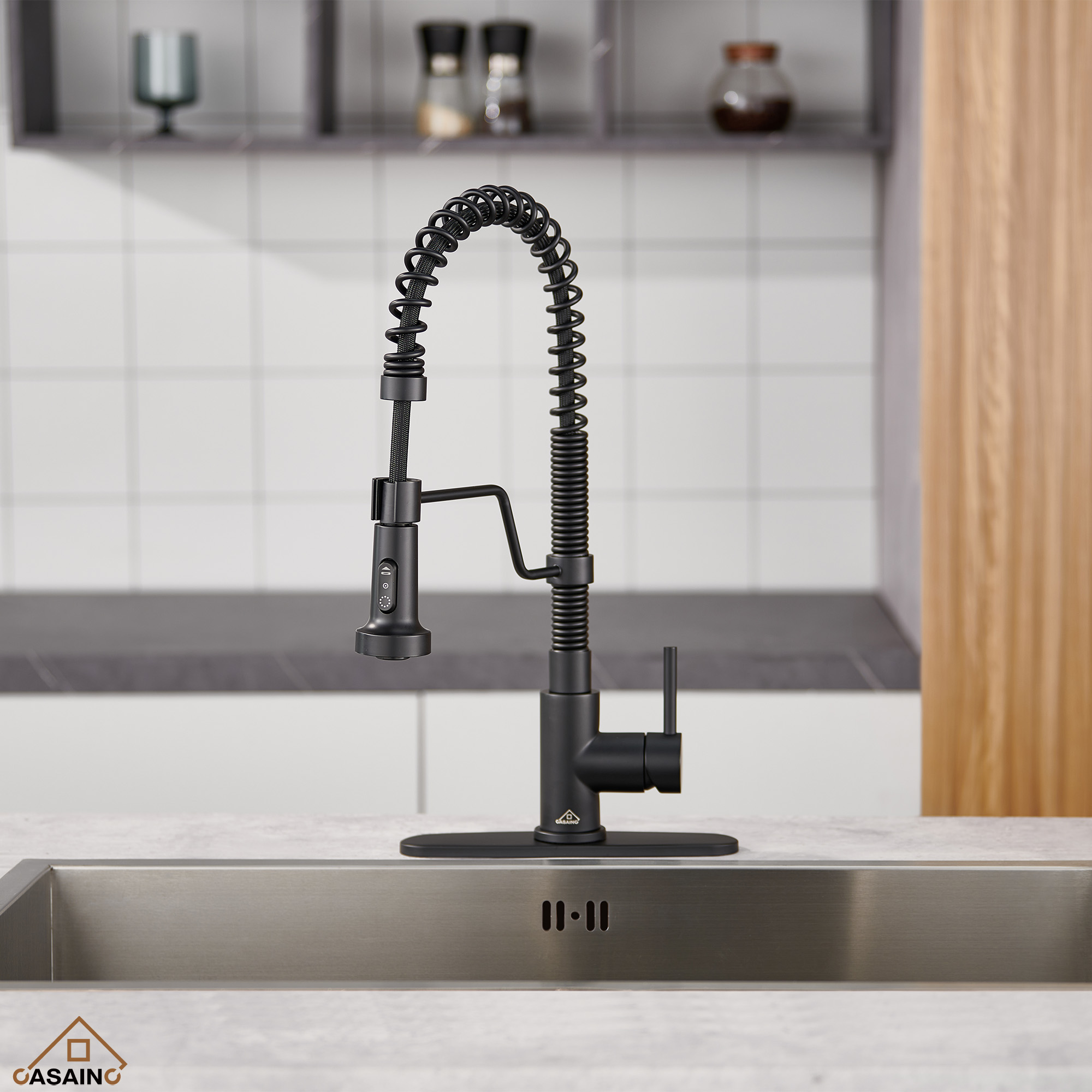 Modern Kitchen Faucet with Pull-Down Sprayer, 360° Swivel, Three Functions for Effortless Cooking and Cleaning
