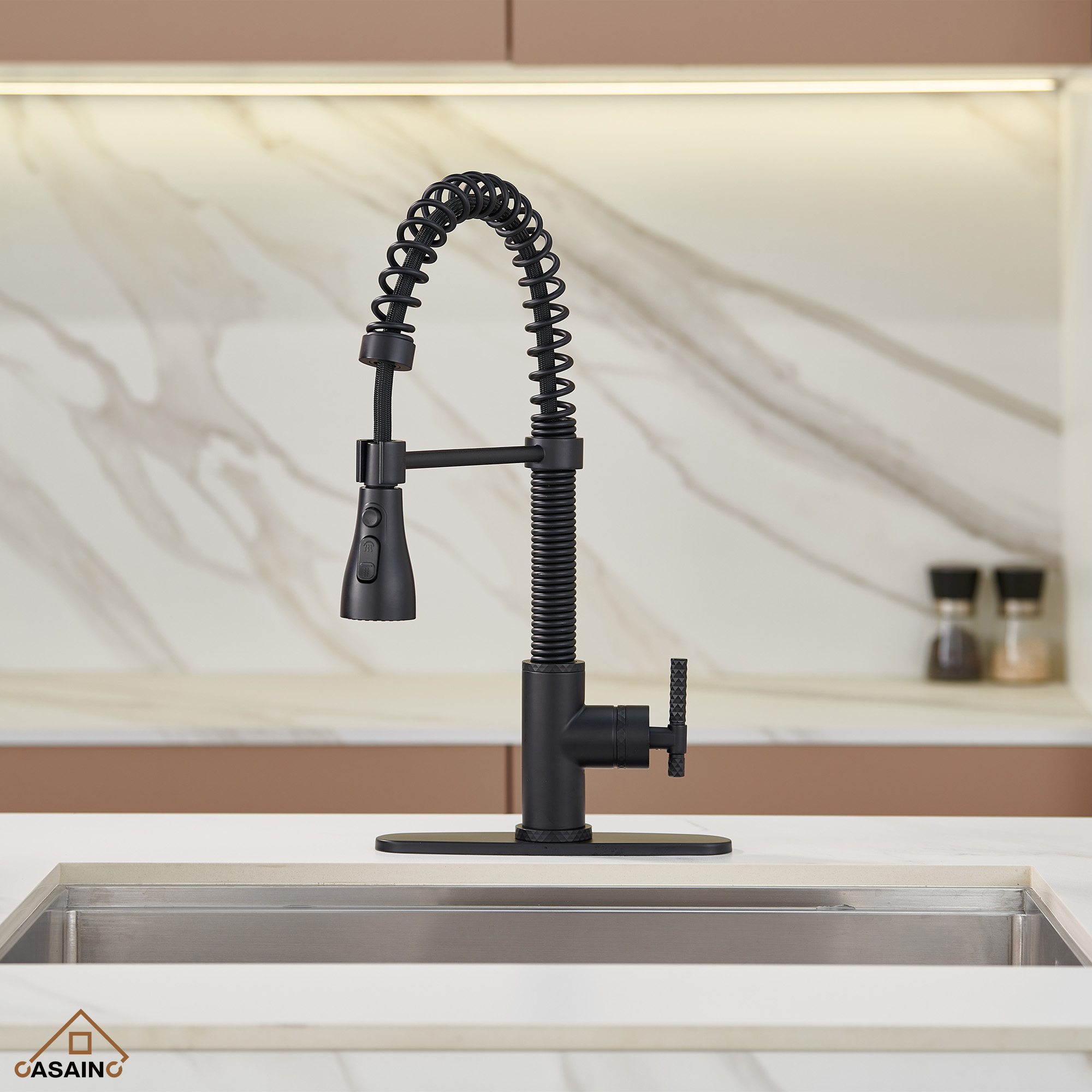  Pull-Down Sprayer Kitchen Faucet with 360° Swivel, Three Functions for Effortless Cooking and Cleaning