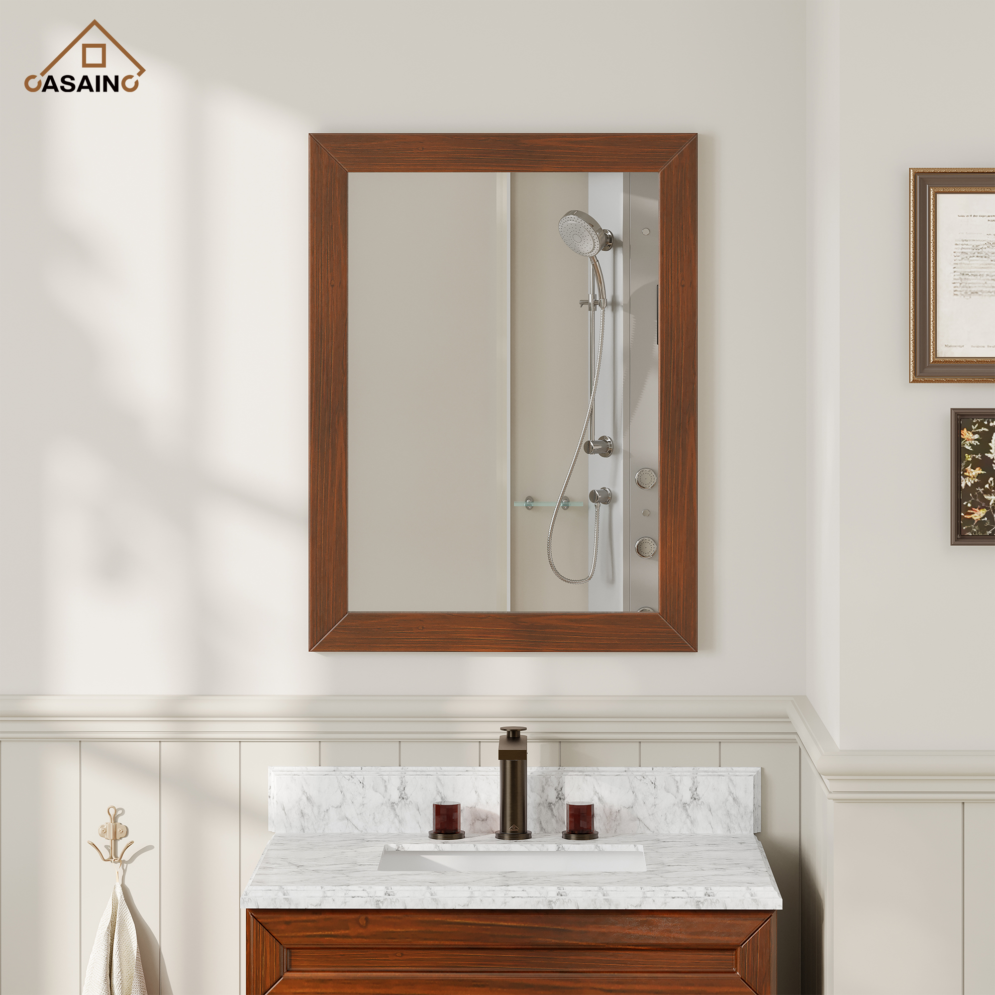 30"/36"/48"/60" Solid Wood Frame Mirror Only with Cherry (Vertical)