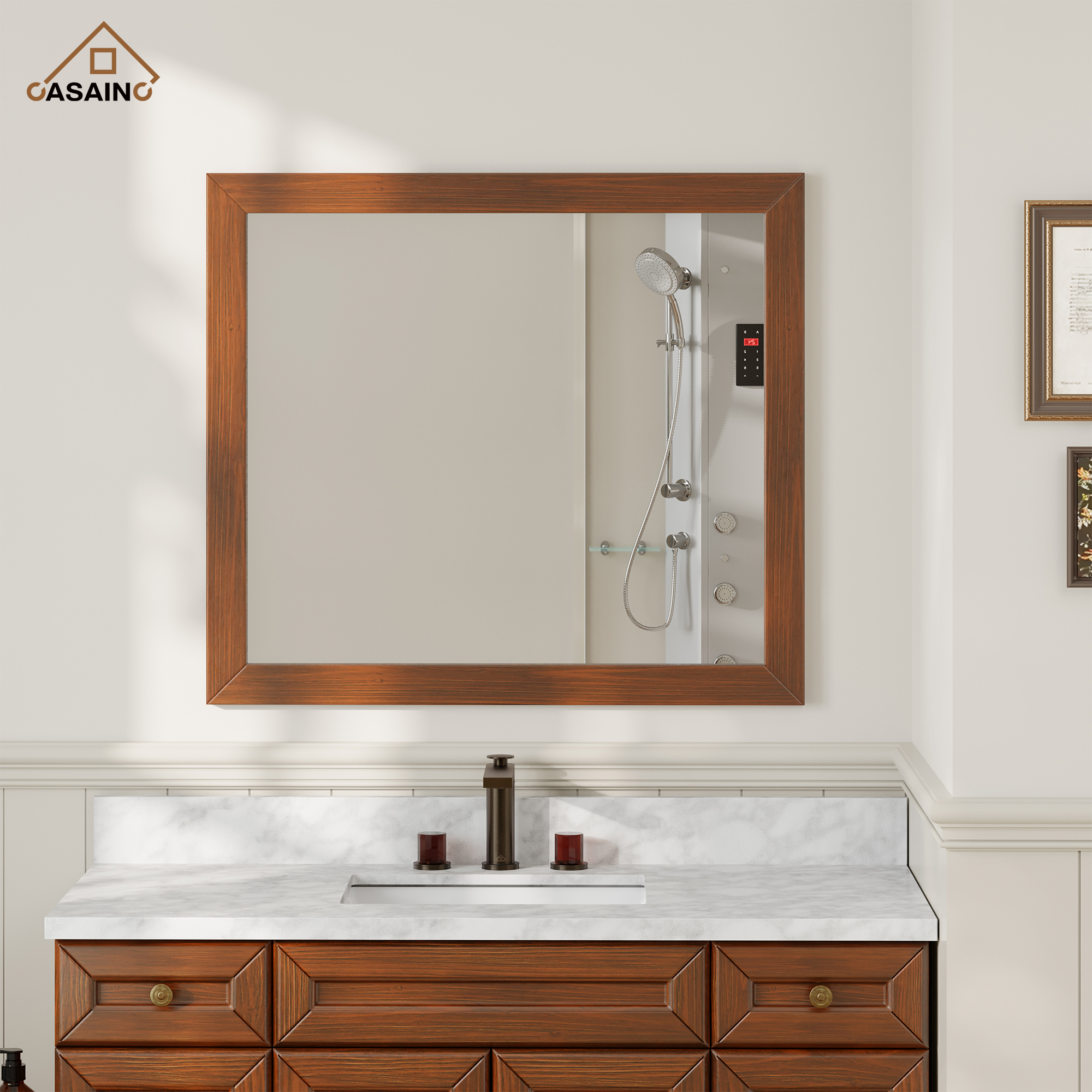 30"/36"/48"/60" Solid Wood Frame Mirror Only with Cherry (Vertical)