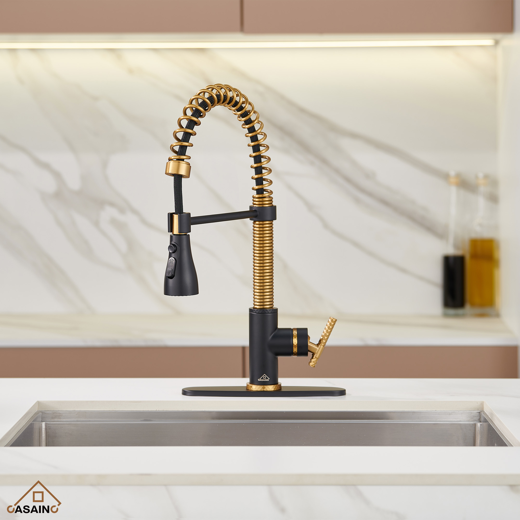 Pull-Down Sprayer Kitchen Faucet with 360° Swivel, Three Functions for Effortless Cooking and Cleaning