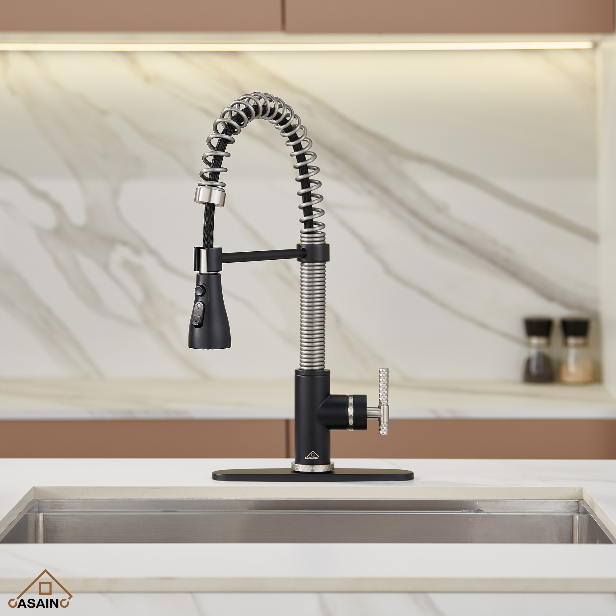  Pull-Down Sprayer Kitchen Faucet with 360° Swivel, Three Functions for Effortless Cooking and Cleaning
