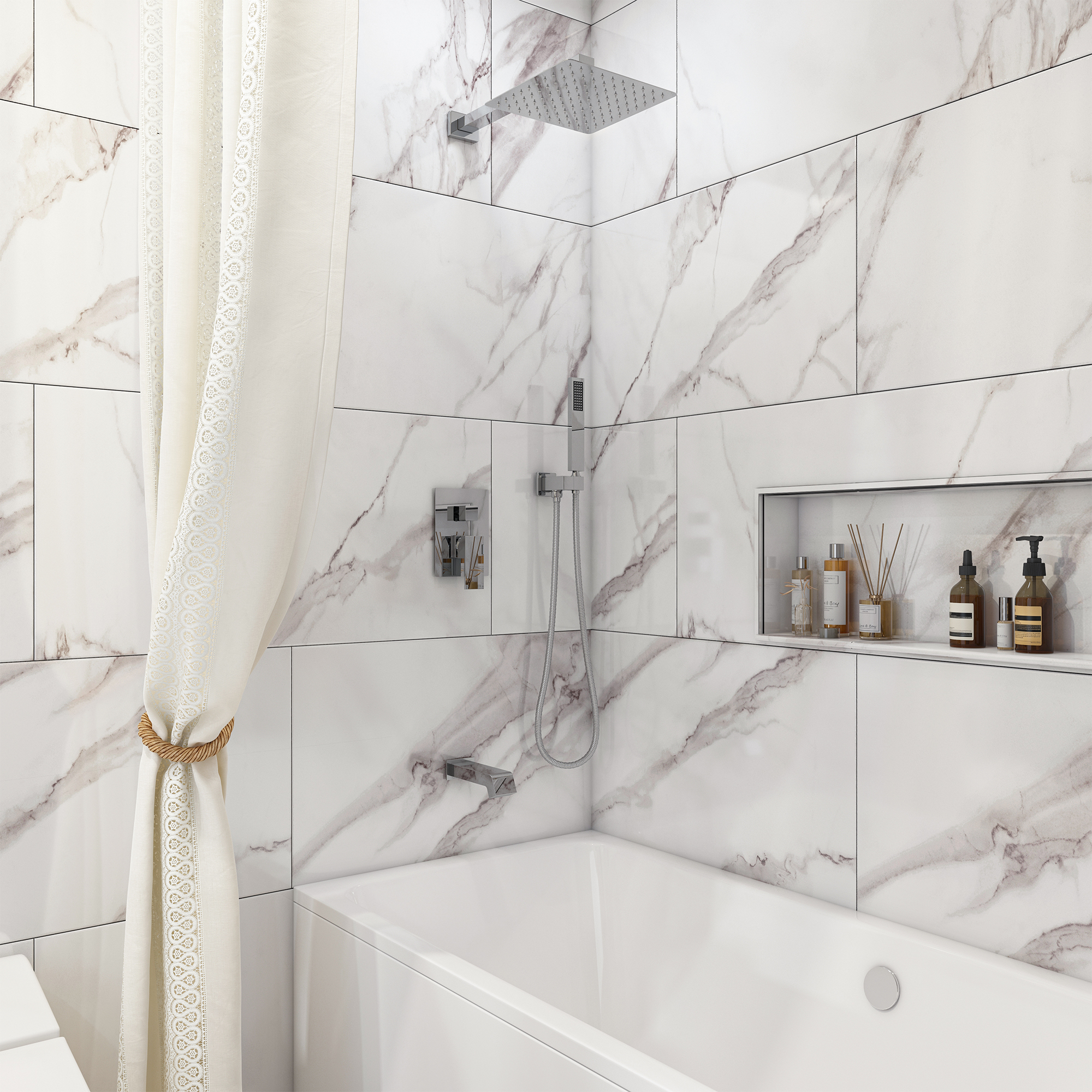 10" Three Function Pressure Balance Shower System with Valve Included