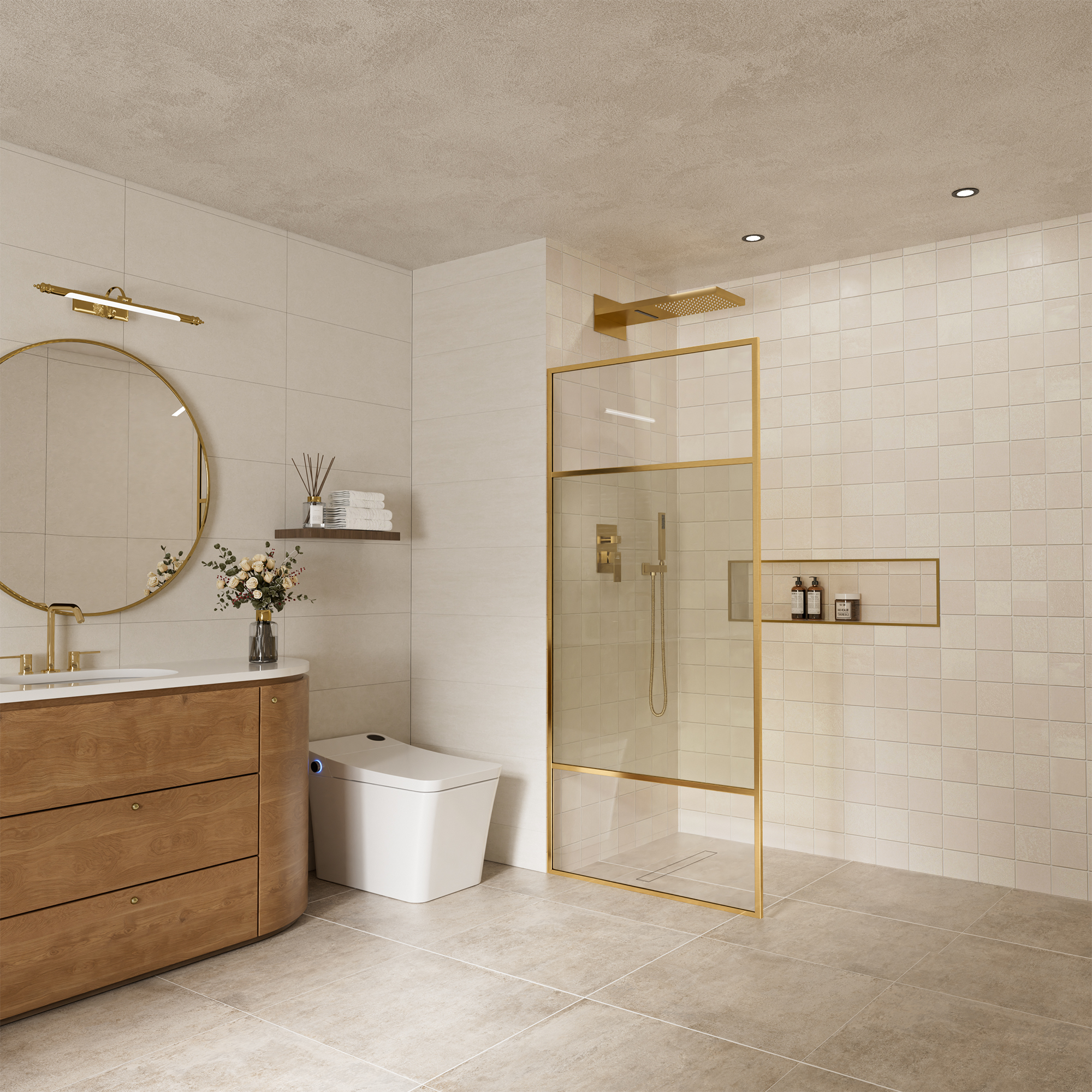 34"x74" Glass Shower Spliced Screen Panel with 304 Stainless Steel Hardware